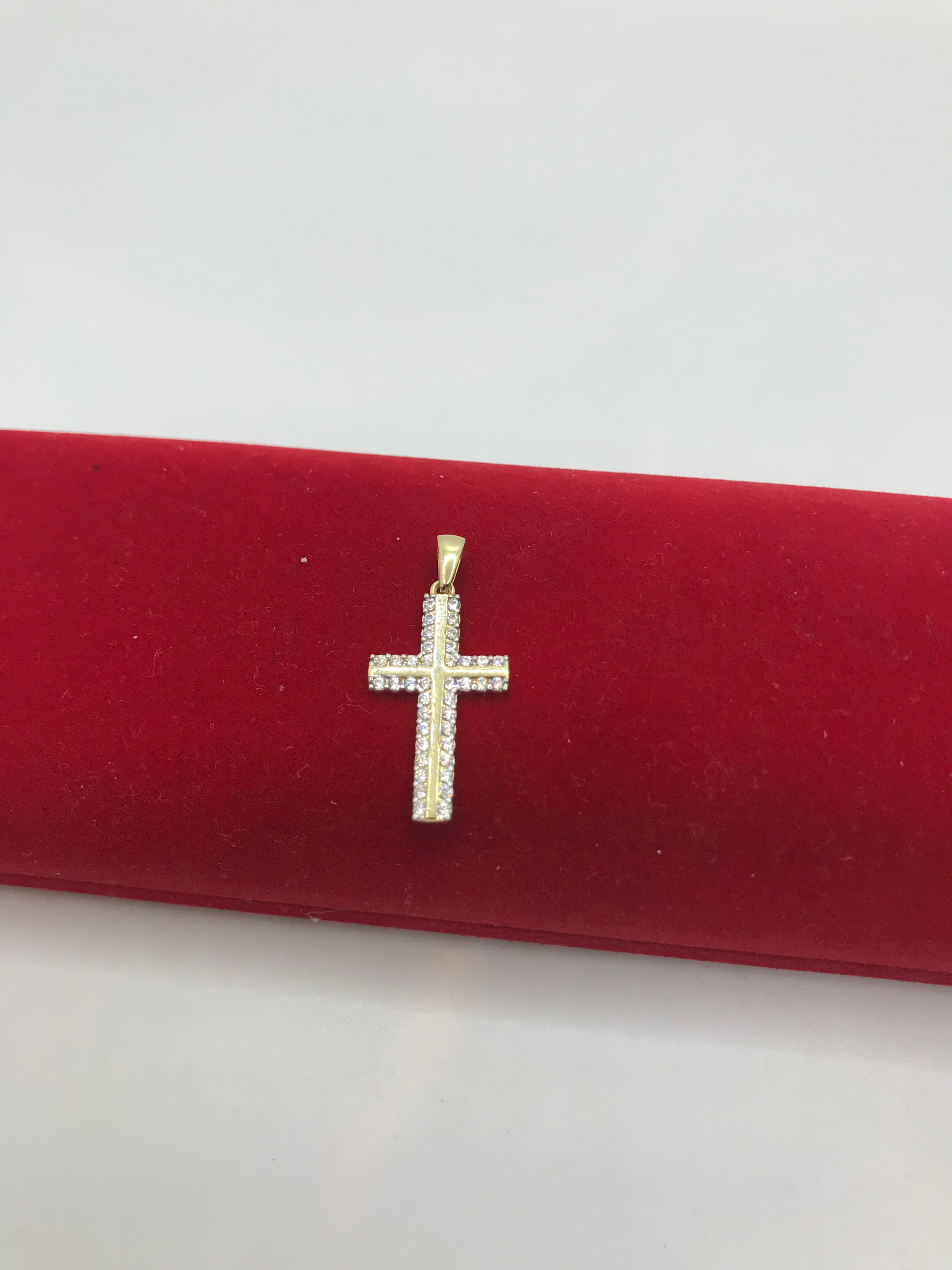 10K Gold CZ Stone Cross Pendant Necklace for Women - Elegant Religious Jewelry Gift for Christmas, Baptism & Everyday Wear