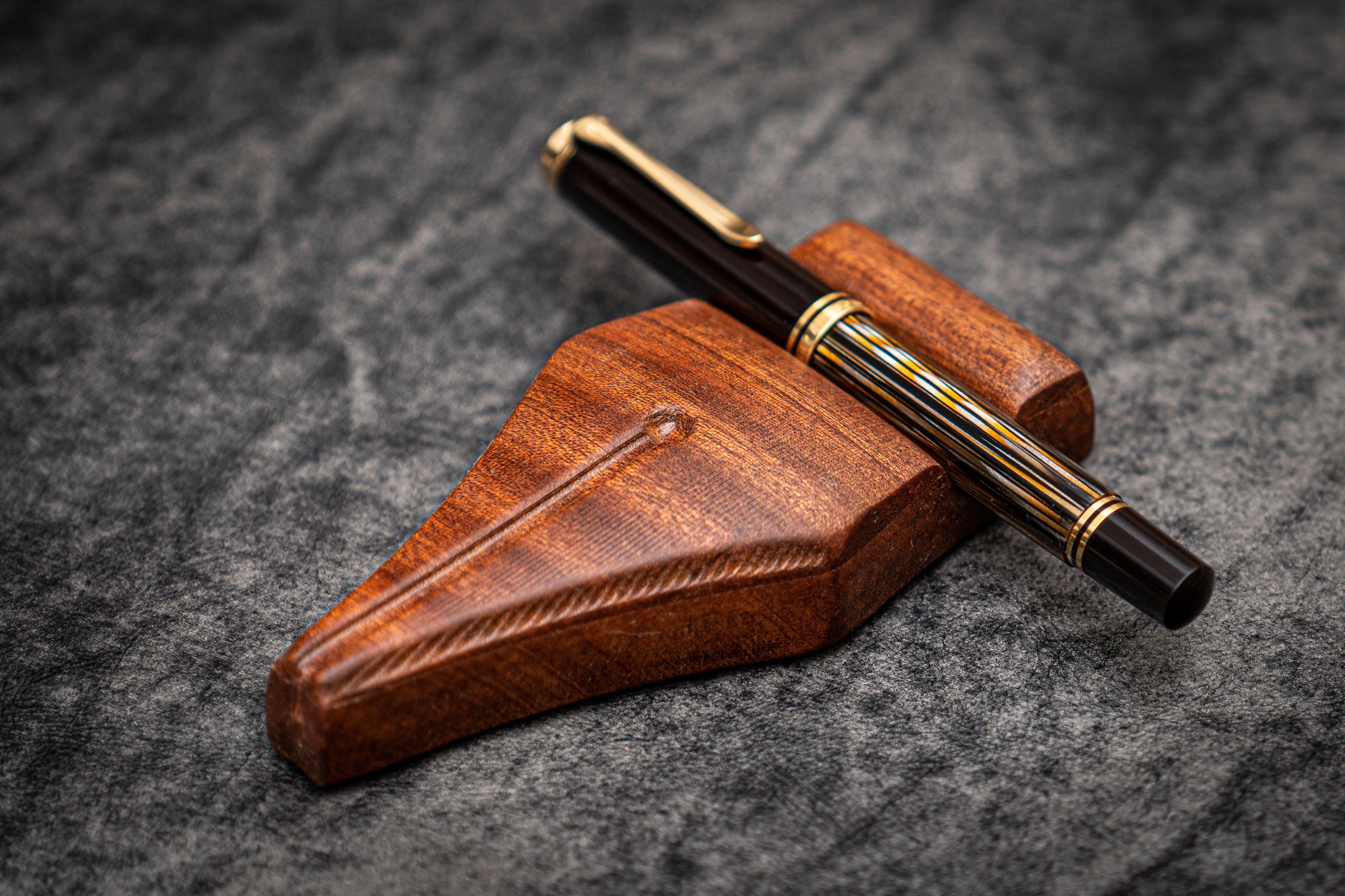 Premium Mahogany Wooden Pen Stand - Elegant Nib Rest for Calligraphy & Writing | Perfect for Desks, Offices & Gift Giving
