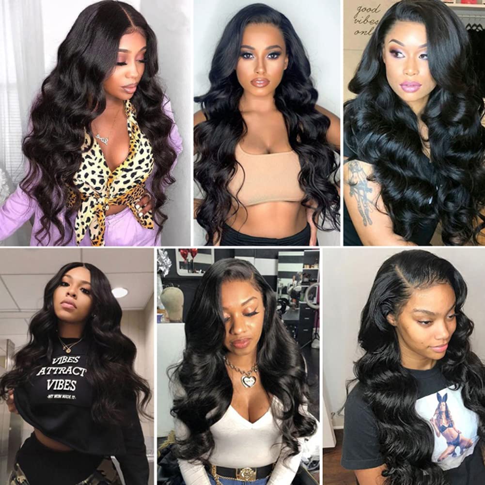 13x4 Lace Front Wigs Human Hair - Pre Plucked Body Wave with Baby Hair | 100% Brazilian Virgin Hair Wigs for Black Women | 150% Density Natural Color (24 Inch) | Perfect for Daily Wear, Cosplay & Special Occasions