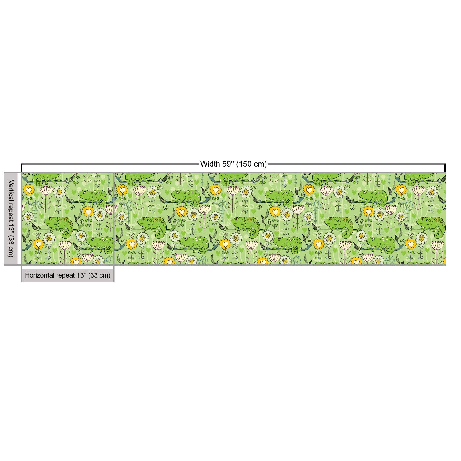 Ambesonne Floral Fabric by The Yard - Chameleon on Branches with Hearts & Flowers on Pale Background | Decorative Upholstery & Home Decor Fabric | 10 Yards Mustard Cream Green | Perfect for DIY Curtains, Pillow Covers & Craft Projects