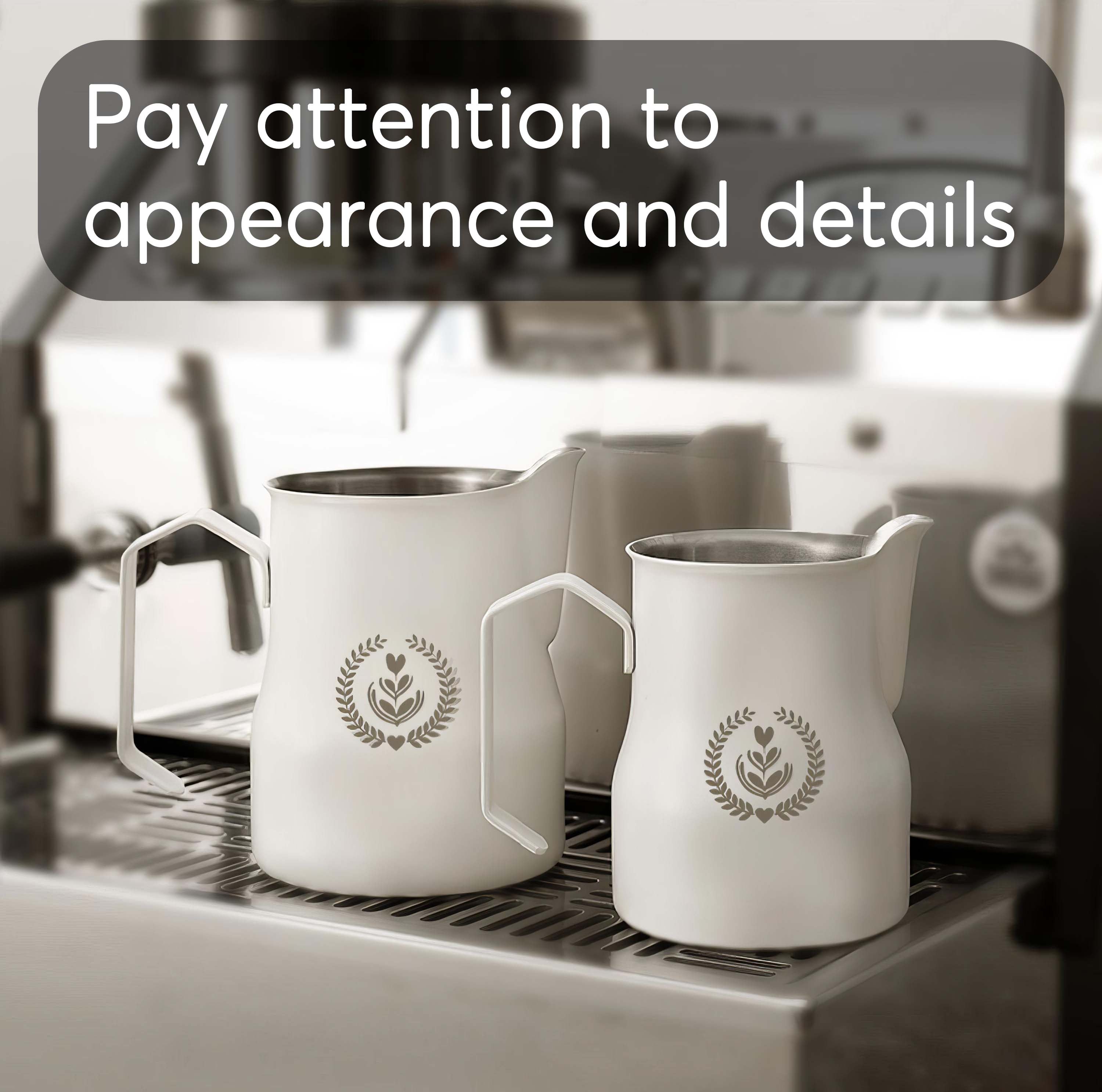 Premium Non-Stick Latte Art Milk Pitcher for Cappuccino & Coffee - Barista-Grade Stainless Steel Frothing Jug for Perfect Milk Foam & Latte Designs - Ideal for Home Baristas & Coffee Shops