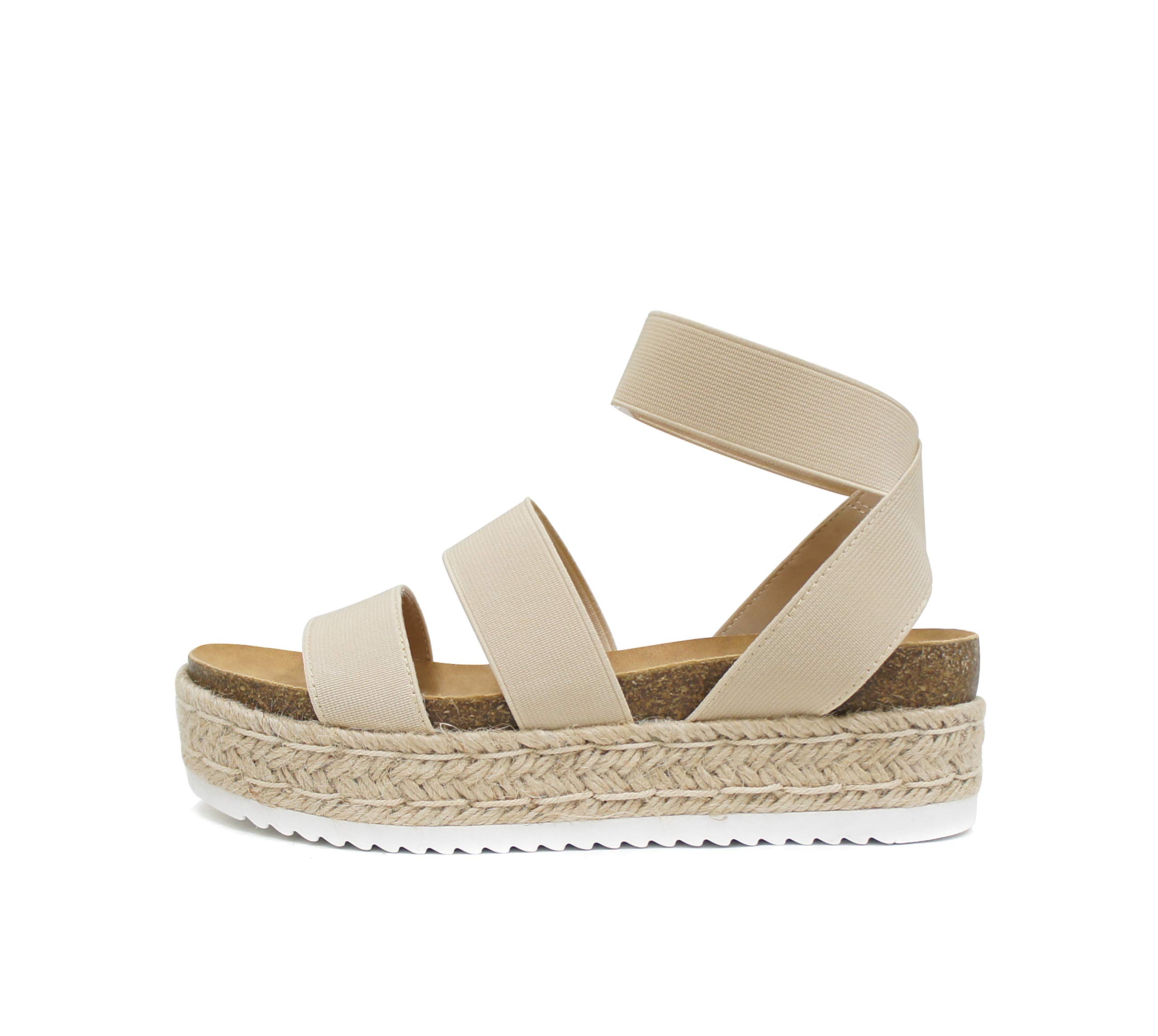 **Slip-On Espadrille Platform Wedge Sandals with Elastic Ankle Strap – Comfortable Summer Shoes for Women, Beach, Casual Outfits & Vacation**