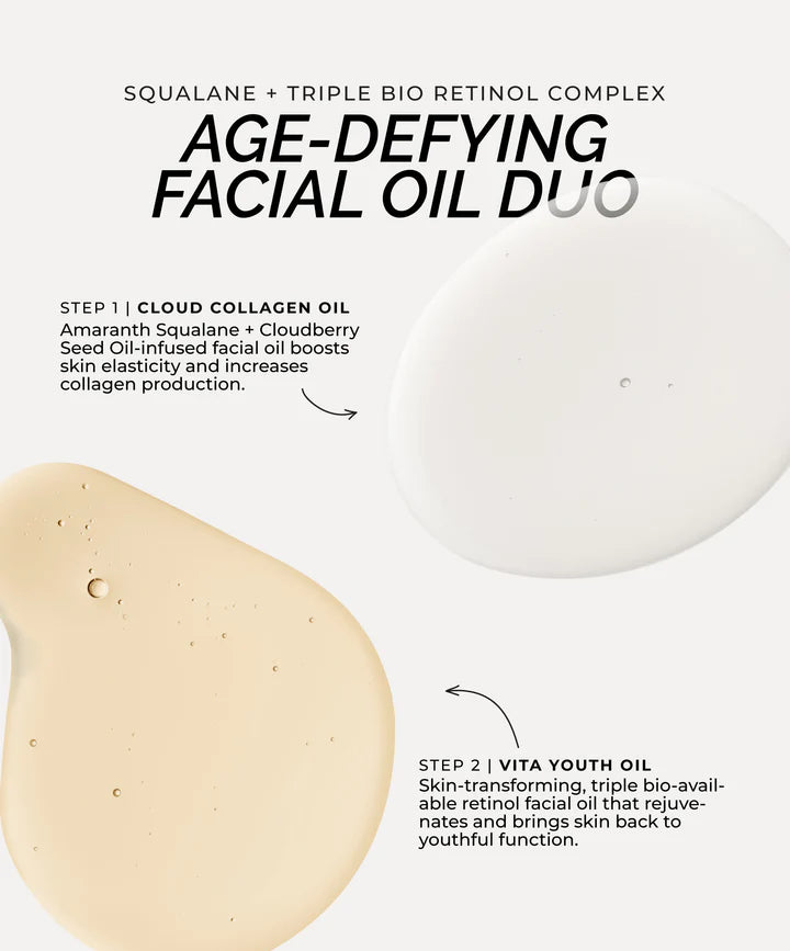 Anti-Aging Collagen + Retinol Facial Oil Duo for Wrinkles & Fine Lines - Hydrating & Firming Skincare Set for Day & Night Use
