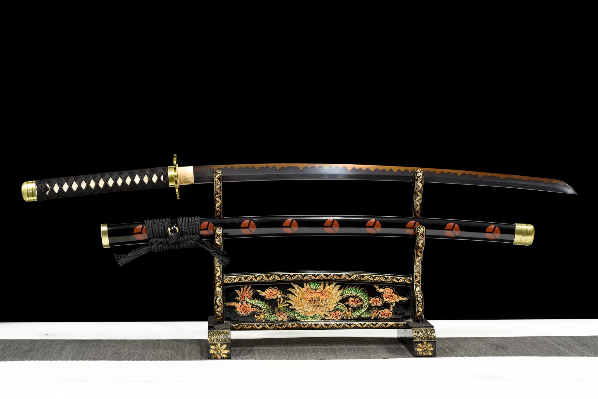 Premium Handmade Roronoa Zoro Shusui Katana Replica - Black Blade Anime Sword - T10 Steel Clay Tempered with Hamon - Authentic Japanese Samurai Sword for Cosplay, Collection & Martial Arts Training