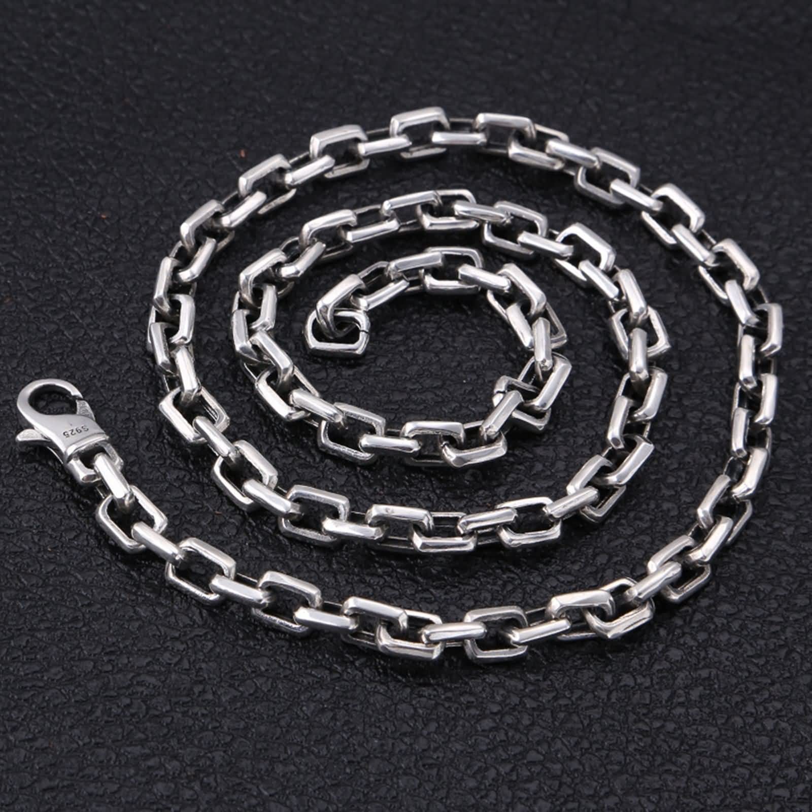 Beydodo 925 Sterling Silver Men's Cable Chain Necklace - 7mm Width, 20-30 Inch Adjustable Punk Style Necklace for Men | Perfect for Gifts, Casual Wear, and Rock Fashion