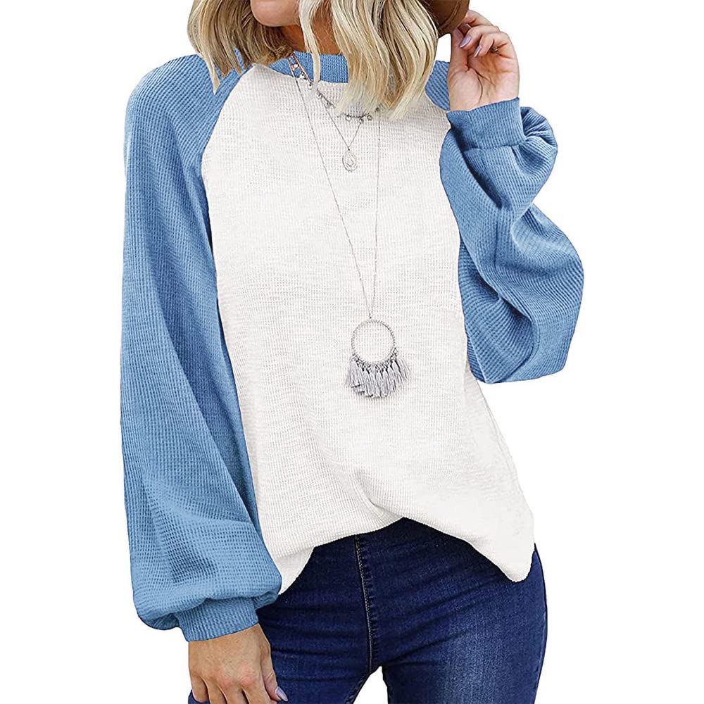 LCUCYES Women's Long Sleeve Waffle Knit Blouse - Casual Loose Fit T-Shirt Top for Fall & Winter | Cozy Everyday Wear, Layering Essential, Office & Weekend Outfits