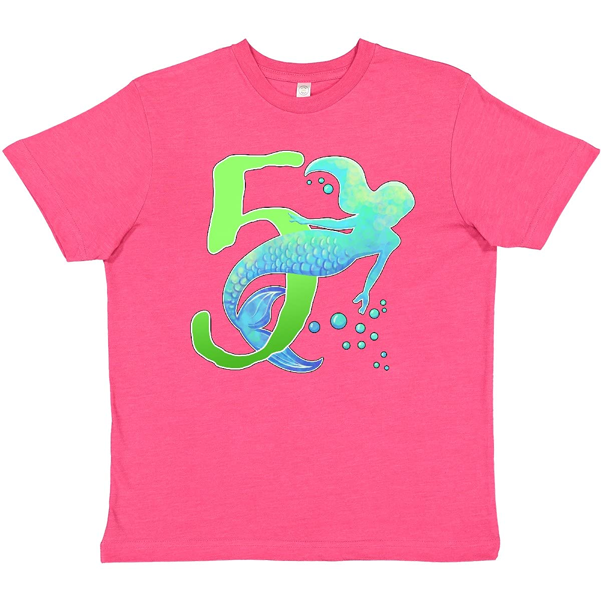 Inktastic Fifth Birthday Mermaid Youth T-Shirt - Cute Girls' Mermaid Themed Birthday Shirt for 5 Year Olds - Perfect for Birthday Parties, Beach Outings & Summer Fun