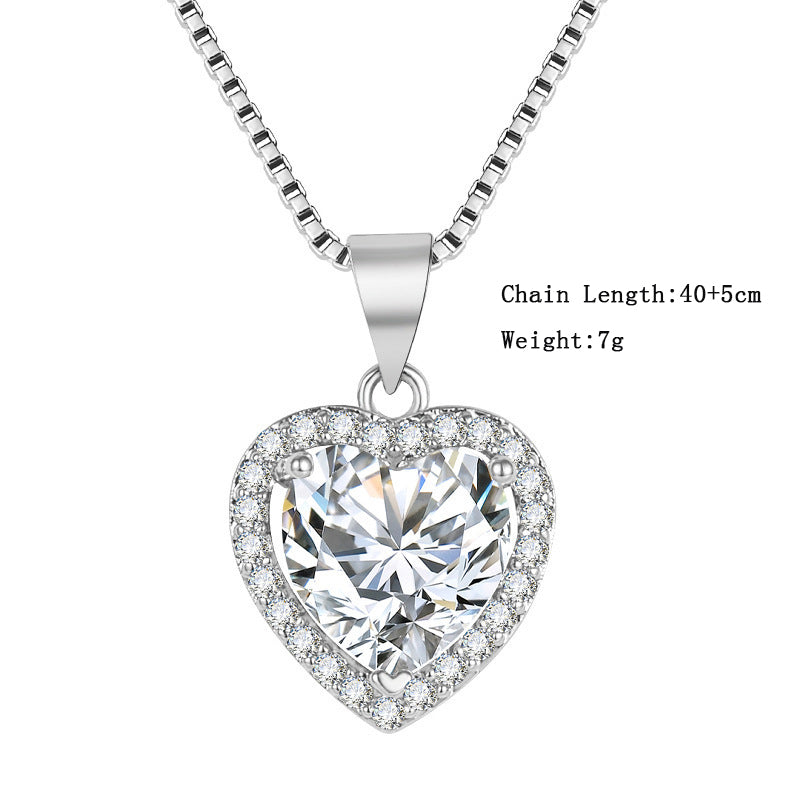 2023 New White Diamond Imitation Moissanite Heart Pendant Necklace - 14K Gold Plated Dainty Collarbone Chain for Women, Girlfriend Jewelry Gift for Valentine's Day, Anniversary & Birthday - Perfect for Romantic Occasions & Special Moments