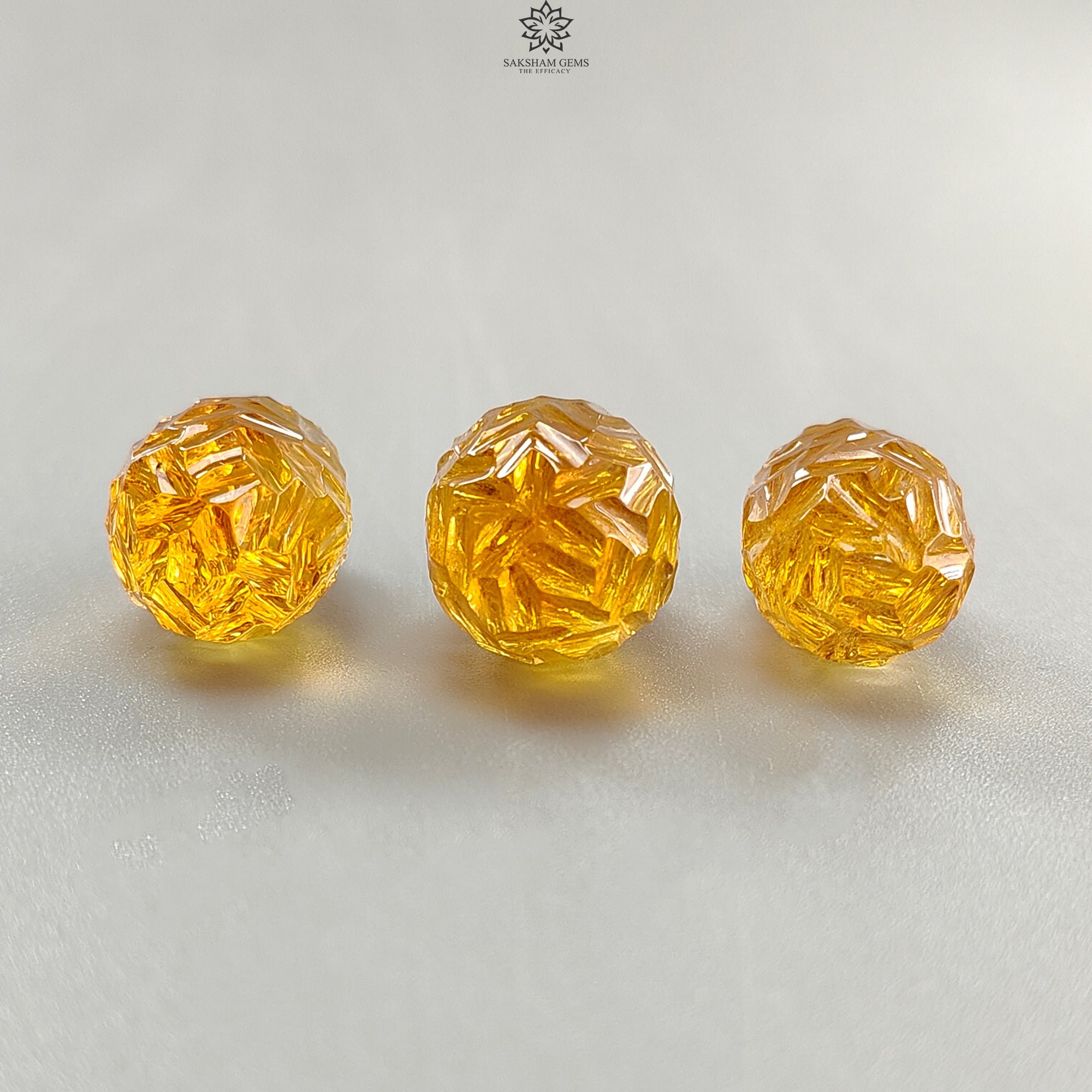 Natural Untreated Yellow Citrine Gemstone Carving - 100.00cts Hand Carved Teardrop Shape 26mm-27mm (3pcs Set) November Birthstone for Jewelry Making, Healing Crystals & Gift Giving