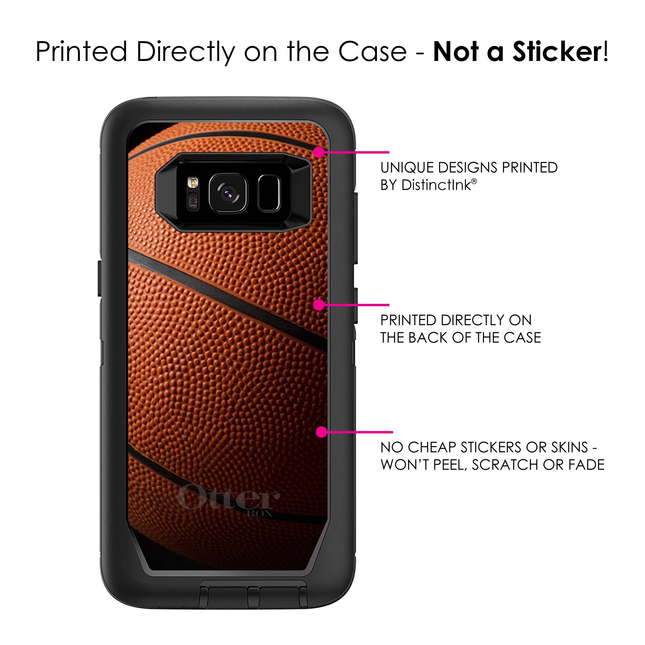 Custom Black Galaxy S8 Case (NOT Plus) - Durable Replacement for OtterBox Defender - Basketball Design Phone Cover - Perfect for Sports Fans & Everyday Protection