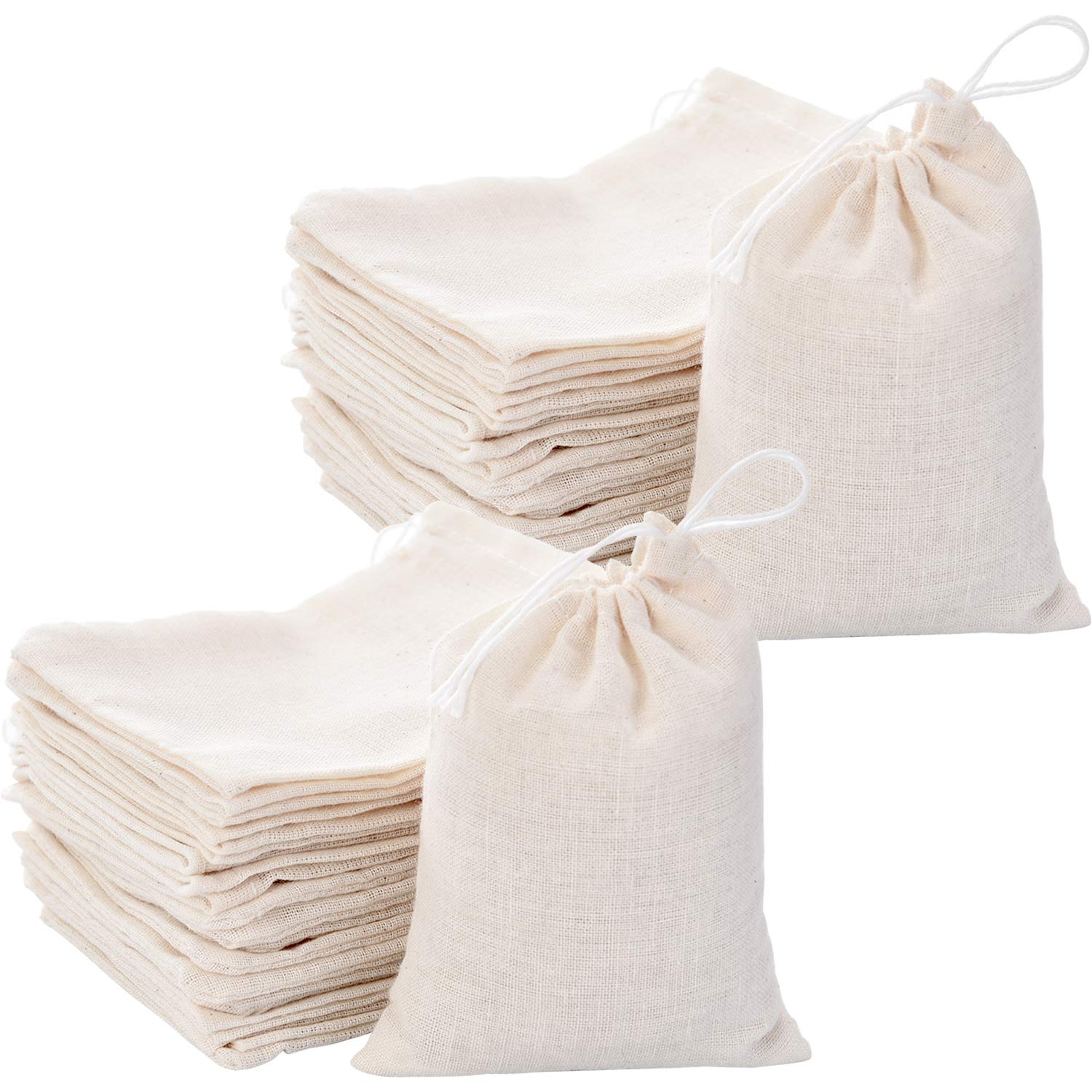 200 Pack Muslin Drawstring Bags - Natural Burlap Sachet Pouches for Tea, Jewelry, Wedding Favors & Party Gifts | Reusable Storage Bags for Herbs, Crafts, Soaps & DIY Projects