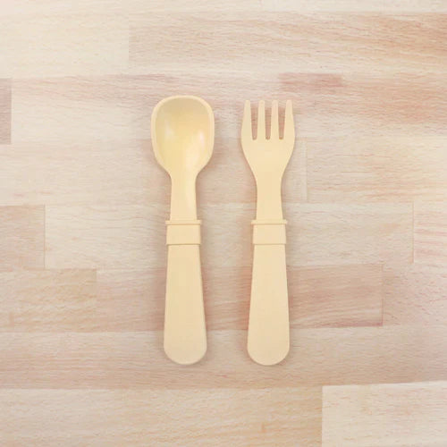 Re Play Fork & Spoon Set - BPA-Free Toddler Utensils for Kids - Durable Plastic Baby Feeding Set for Travel, Daycare & Home Use