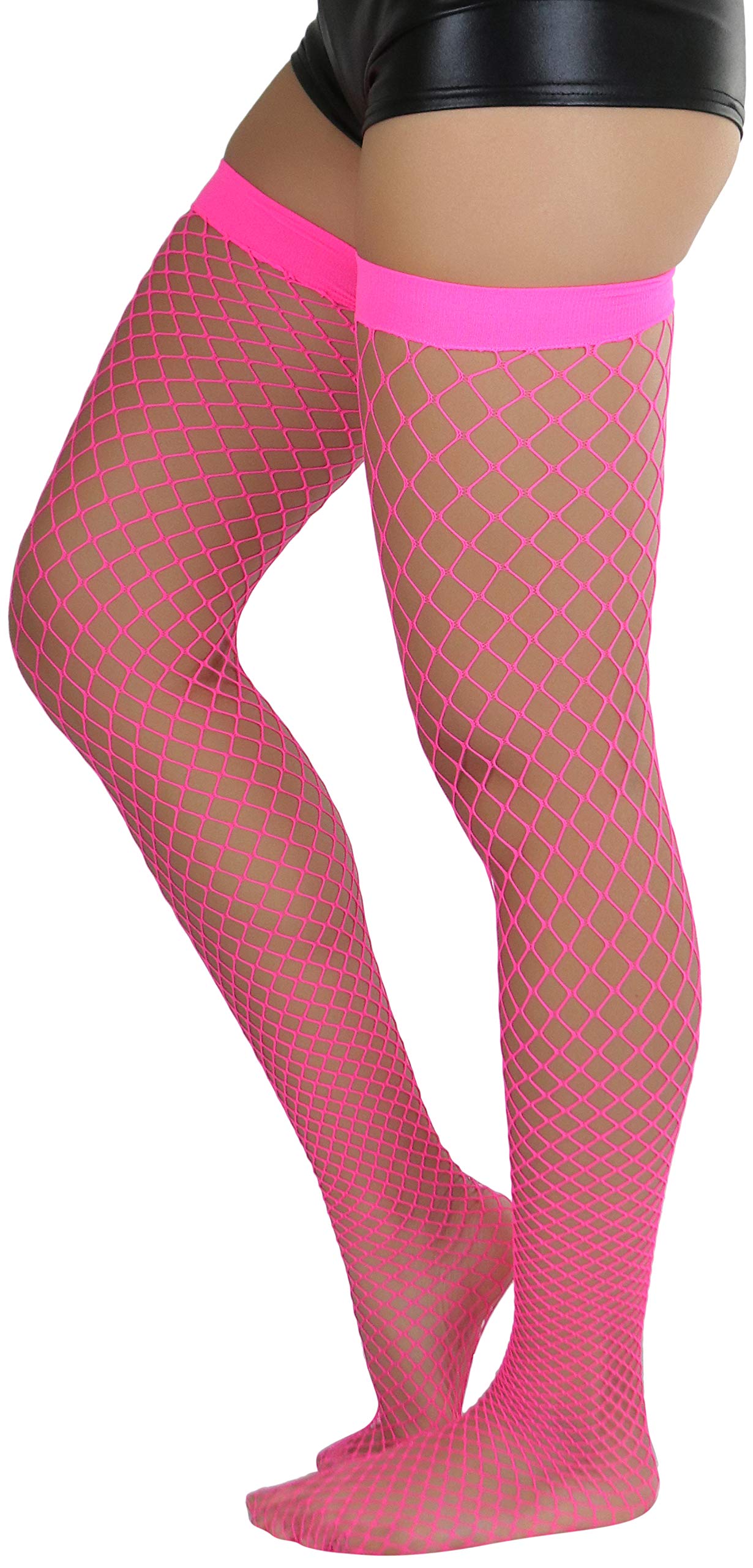 ToBeInStyle Women's Bright & Vibrant Fishnet Thigh High Stockings - Sexy Fashion Hosiery for Parties, Cosplay & Night Out