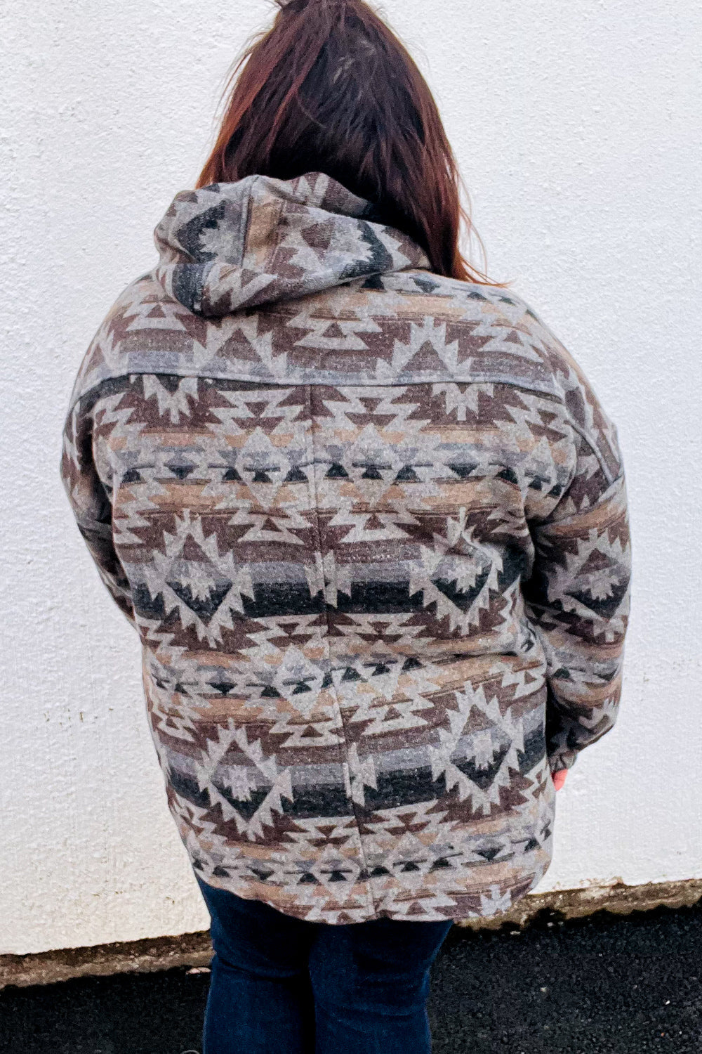 Grey Aztec Half Zip High Neck Hoodie for Men & Women | Warm Winter Pullover Sweatshirt | Outdoor Hiking & Casual Streetwear