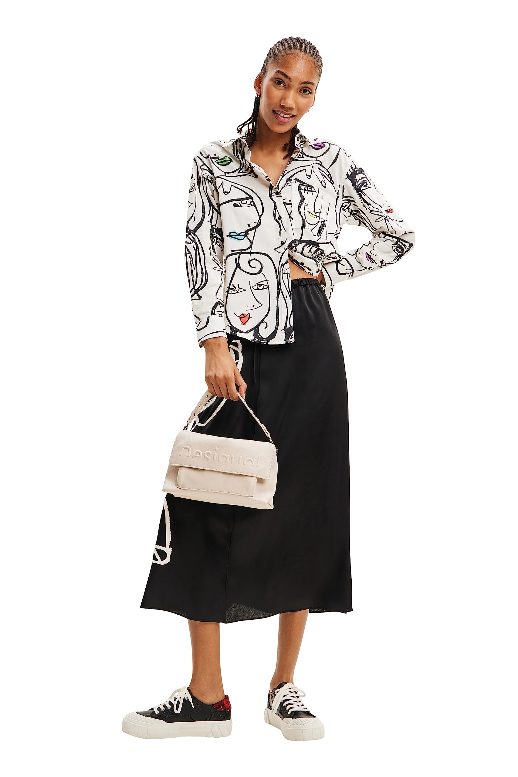 Desigual Women's Arty Faces Graphic T-Shirt - Stylish Casual Top for Women | Perfect for Everyday Wear, Weekend Outfits & Street Fashion