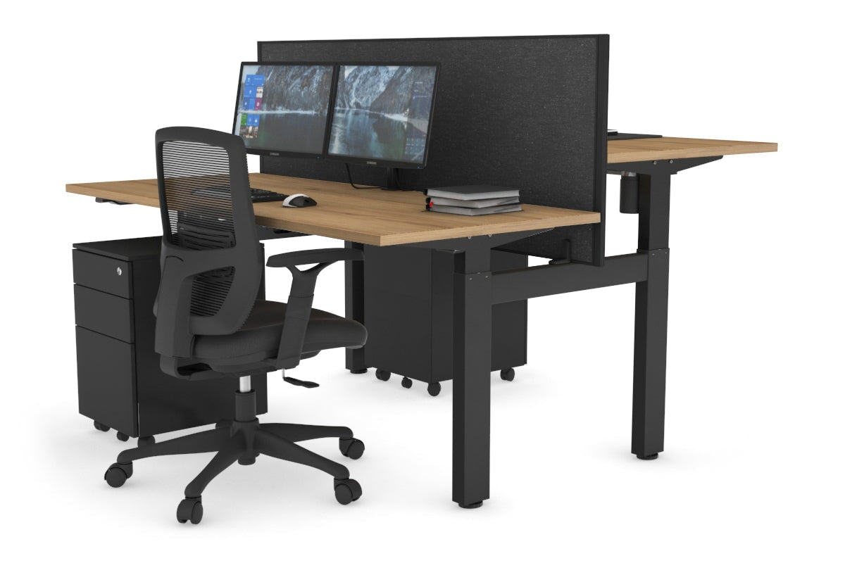 Adjustable Height 2-Person H Bench Workstation - Black Frame [1600L x 700W] - Perfect for Office, Workshop & Collaborative Workspaces