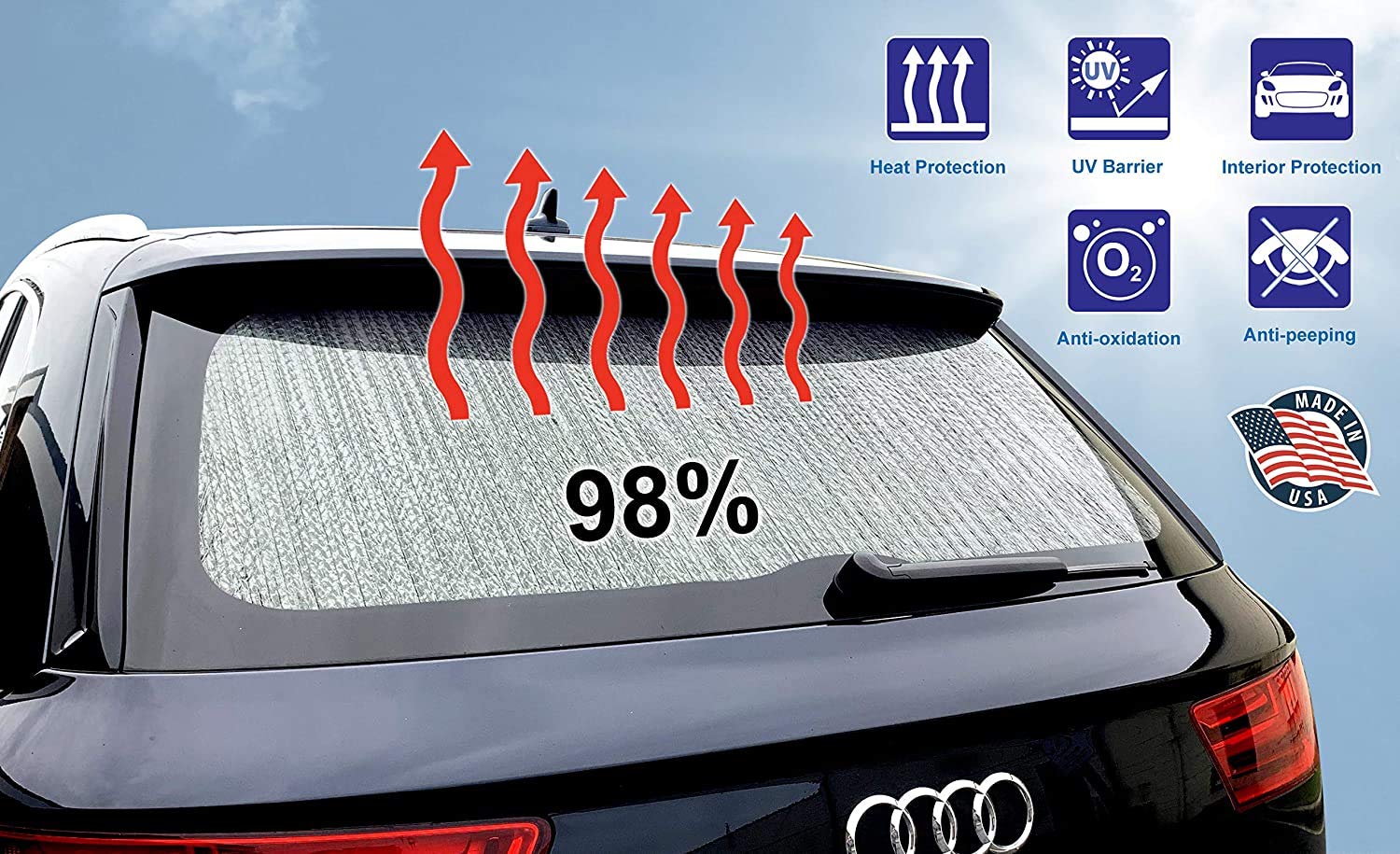 YelloPro Custom Fit Rear Tailgate Window Sunshade for 2013-2017 Honda Accord Sedan (All Trims) - UV Reflective Sun Protection Car Accessory for Summer Driving & Parking