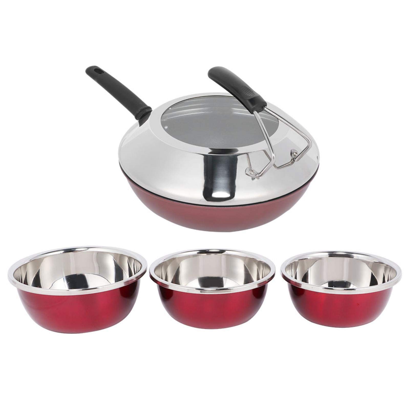 Omabeta 5-Piece Stainless Steel Non-Stick Cookware Set - Chef's Classic Frying Pans with Lids, Flat Bottom Skillets for Home Kitchen | Perfect for Sautéing, Frying & Simmering | Durable Kitchen Accessories