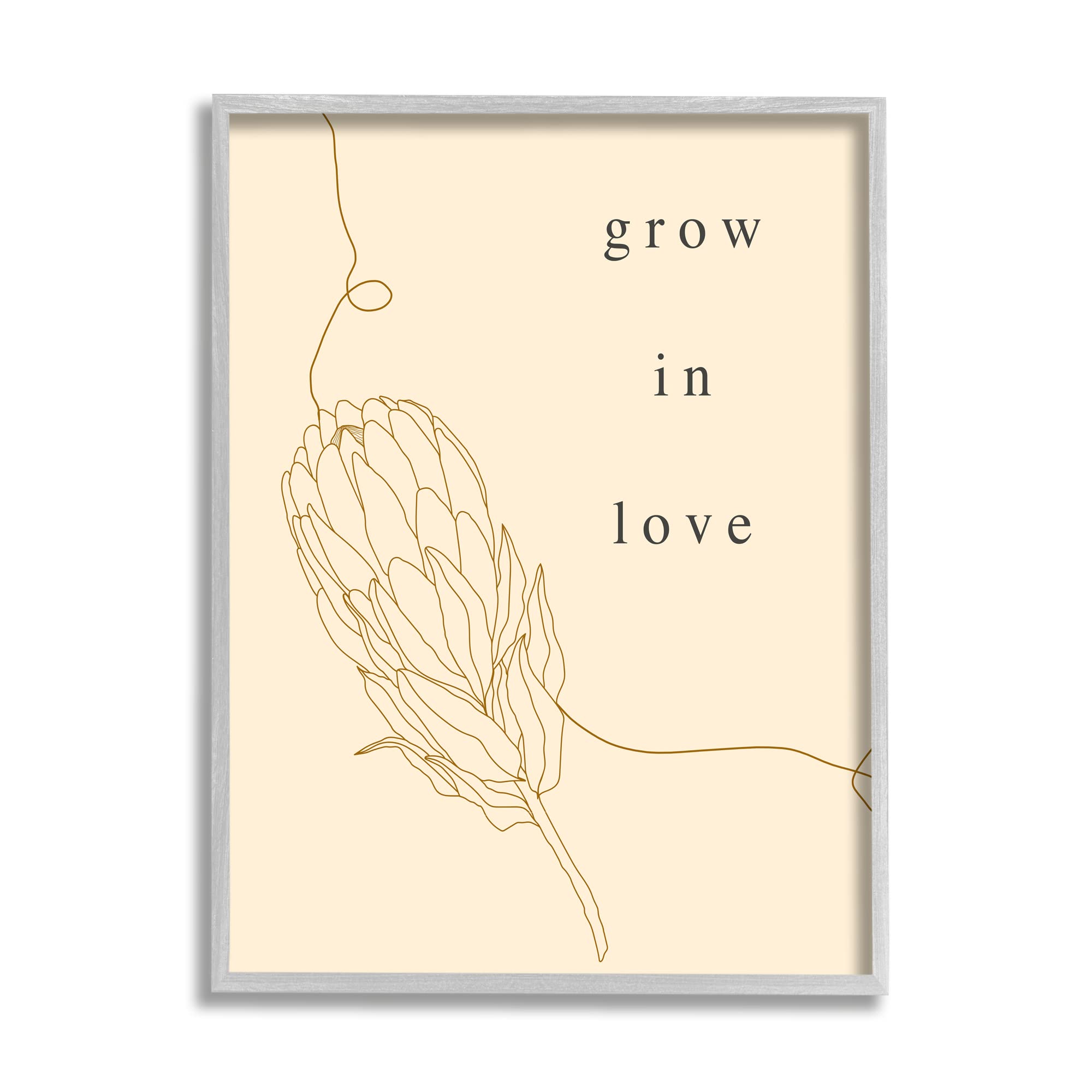 Stupell Industries 'Grow In Love' Quote Plant Blossom Line Drawing Wall Art - Minimalist Home Decor by Lil' Rue - Perfect for Living Room, Bedroom & Nursery Decor