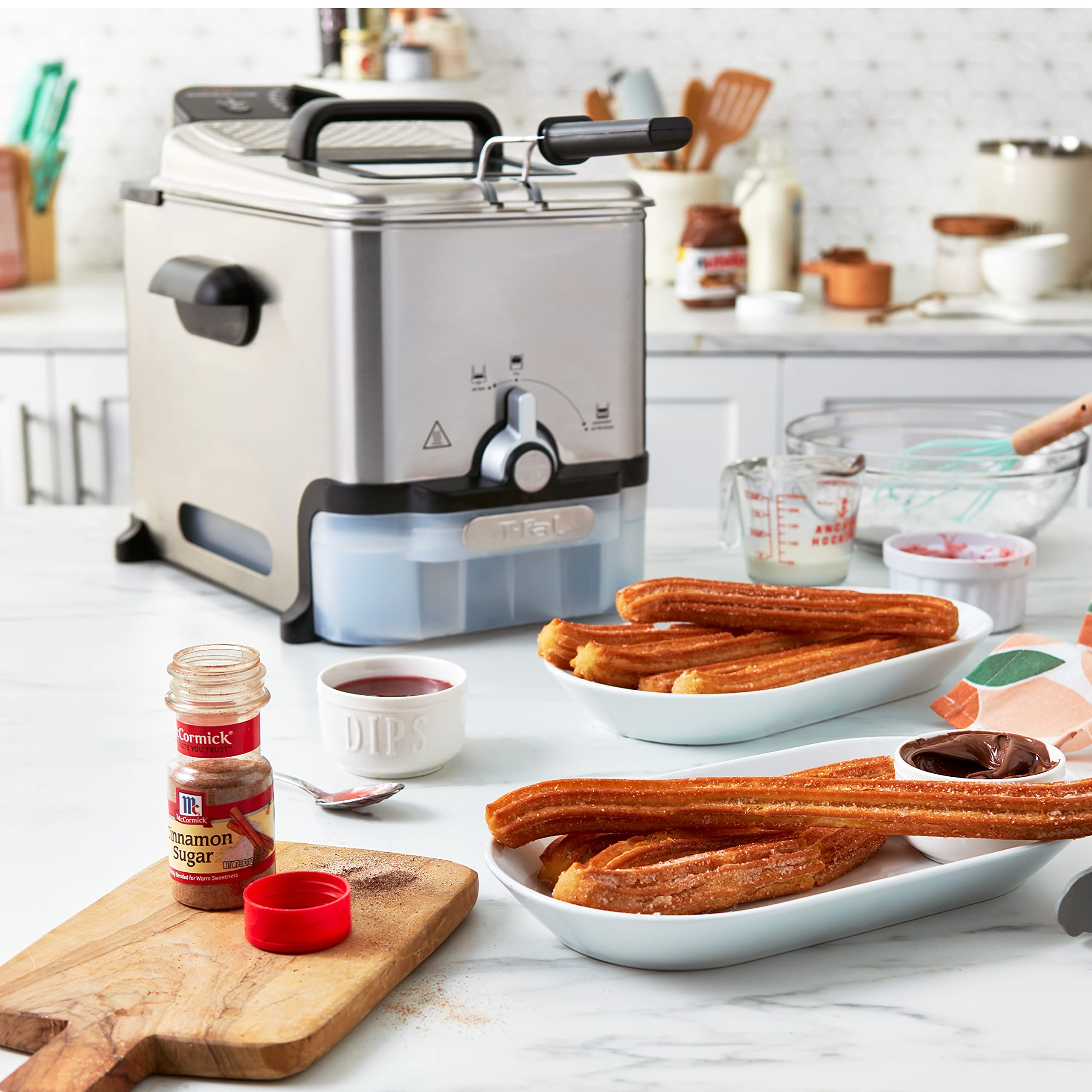 T-fal 3.5L Stainless Steel Deep Fryer with Basket - 1700W Electric Oil Fryer with Temperature Control, Digital Timer & Oil Filtration System - Dishwasher Safe Parts for Home Kitchen, Restaurant & Fast Food Use