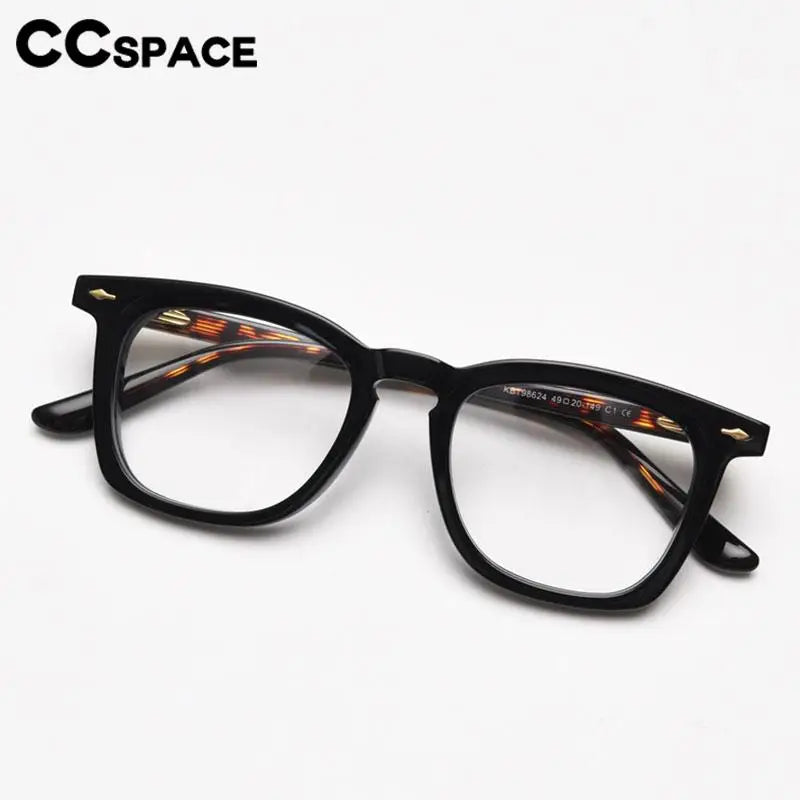 CCspace Unisex Full Rim Big Square Acetate Eyeglasses 57347 - Stylish & Durable Frame for Men & Women - Perfect for Reading, Work, and Everyday Fashion Accessory