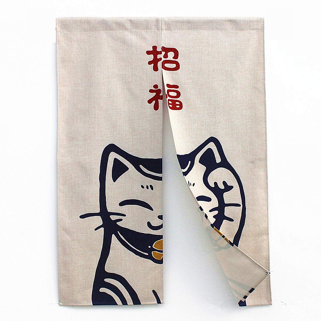 Japanese Lucky Cat Noren Curtain - Traditional Decorative Doorway Hanging 33
