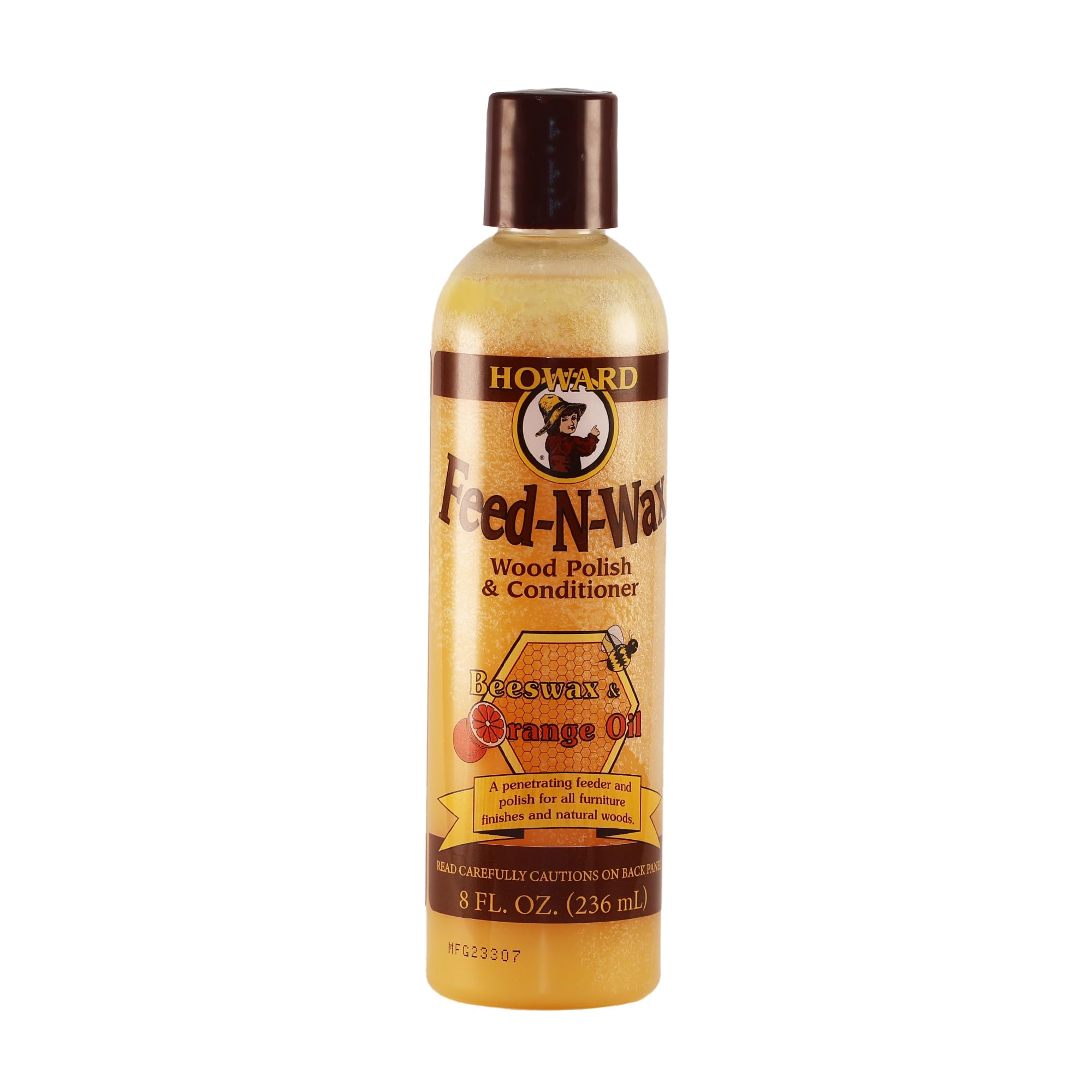 Howard Products Feed-N-Wax Wood Polish & Conditioner - 8 oz, Orange Oil Formula - Restores & Protects Wood Furniture, Floors & Cabinets - Ideal for Home, Office & Antique Wood Care