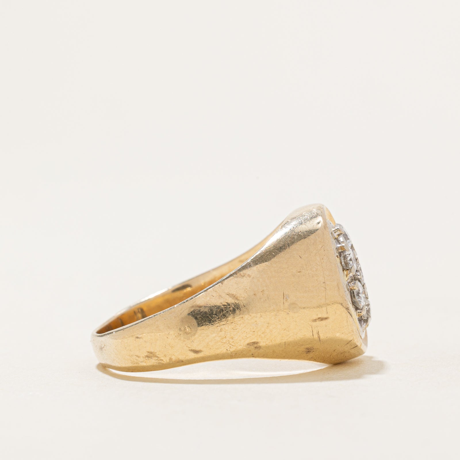 Diamond Oval Cluster Signet Ring for Women | 0.42ctw Oval Cut Diamond Ring | Size 10.25 | Elegant Jewelry Gift for Anniversary, Wedding, or Special Occasion
