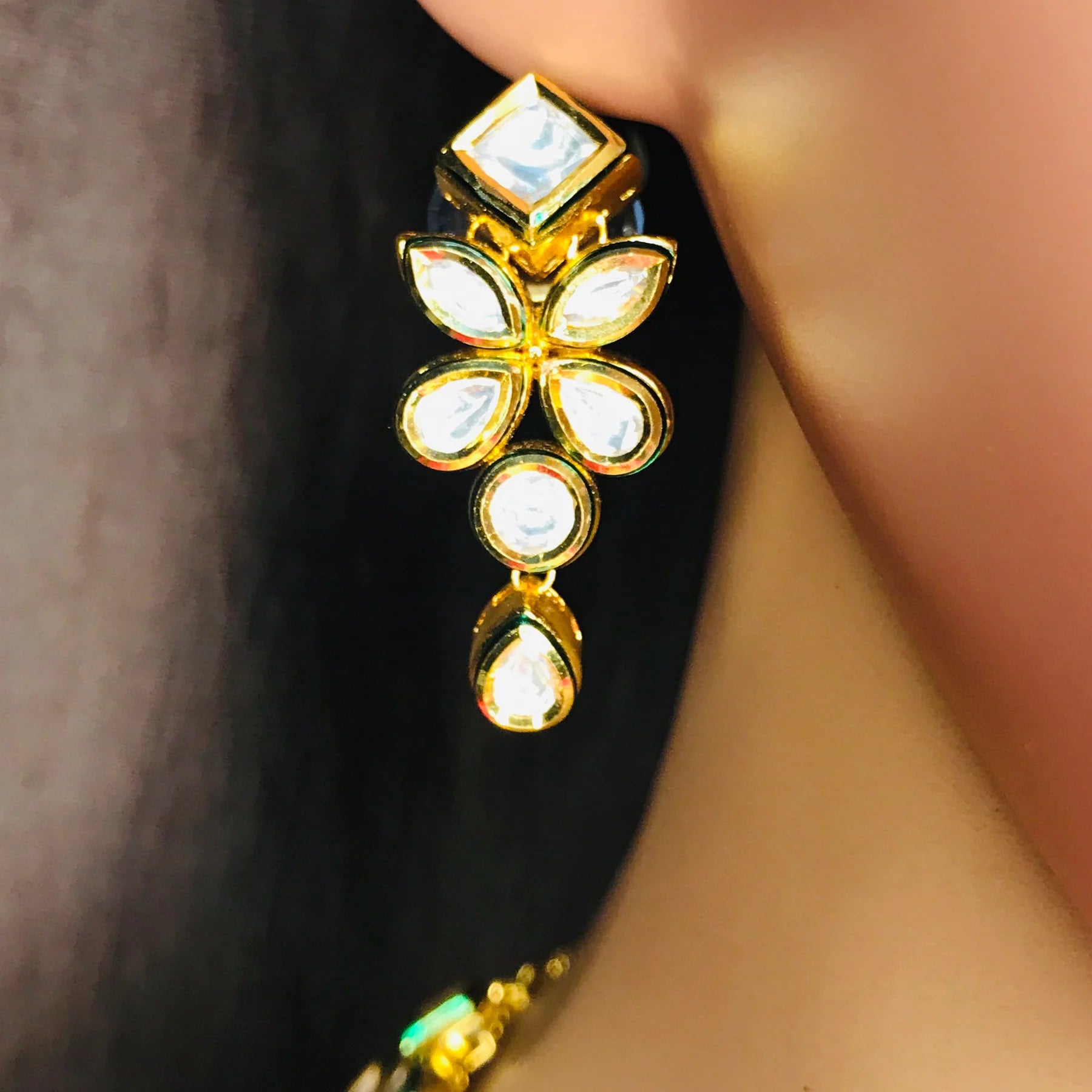Luxury Gold Plated Royal Kundan Necklace and Earrings Set (D538) - Perfect for Weddings, Parties, and Special Occasions