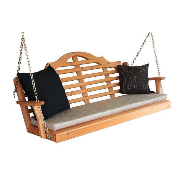 Premium Marlboro Red Cedar Wood Porch Swing - Outdoor Patio Hanging Chair for Garden, Backyard & Relaxation
