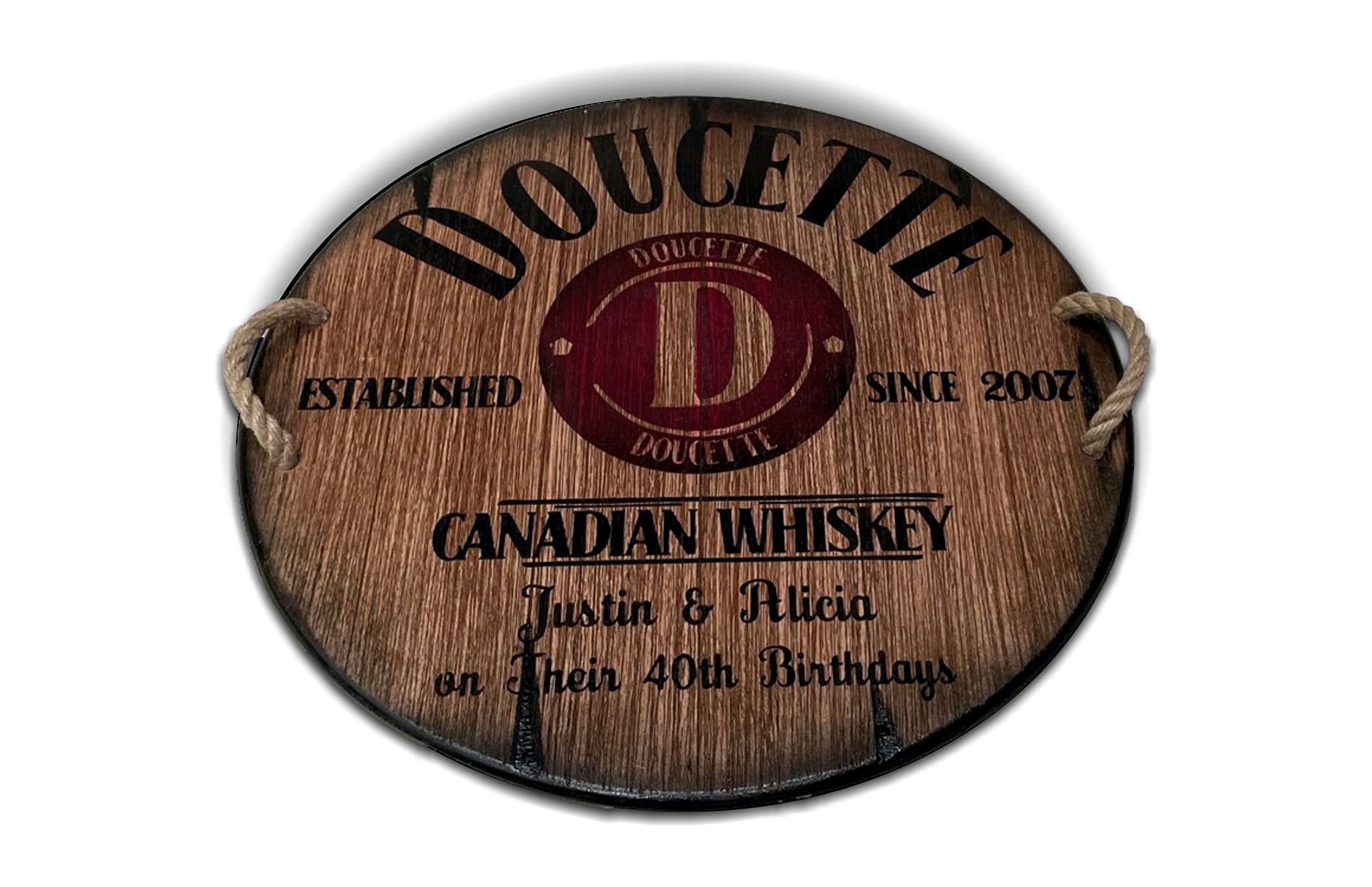 Personalized Wood Serving Tray & Lazy Susan - Handcrafted Vintage Whiskey Barrel Style - Custom Engraved Gift for Men & Women - 16/20/24 Inch Rustic Tableware - Perfect for Wine Tasting, Cheese Platters & Home Decor