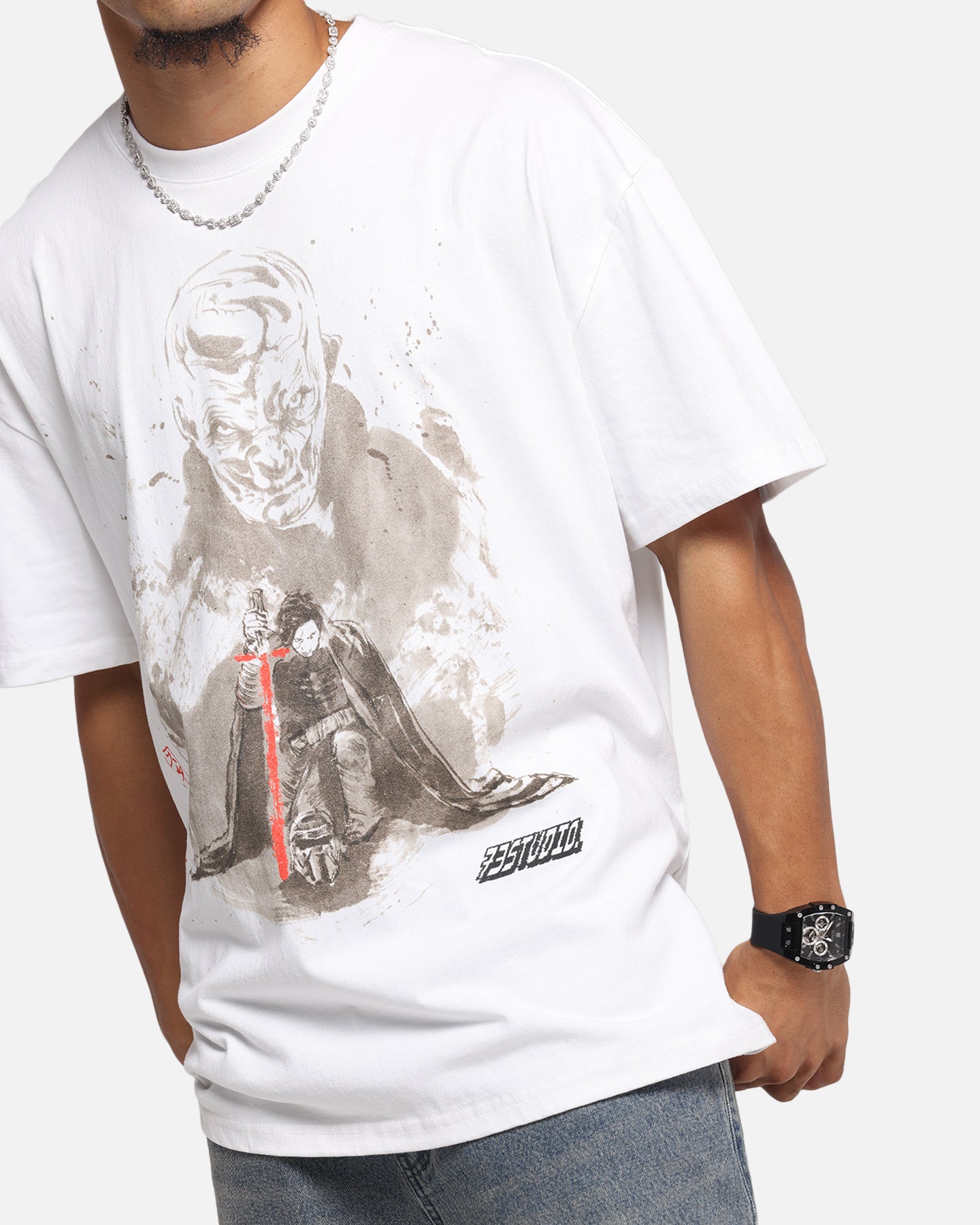 73 Studio Star Wars Takumi Last Jedi Vintage T-Shirt White - Perfect for Cosplay, Movie Nights & Star Wars Fans