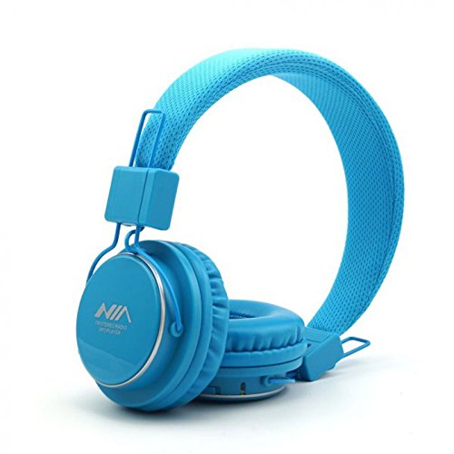 Foldable Wireless Bluetooth Headphones with Microphone, Micro SD/TF Card Slot, FM Radio & 3.5mm Detachable Cable - Stereo Sound for Phone, Tablet, PC, Gaming (Blue) | Perfect for Commuting, Workouts & Travel