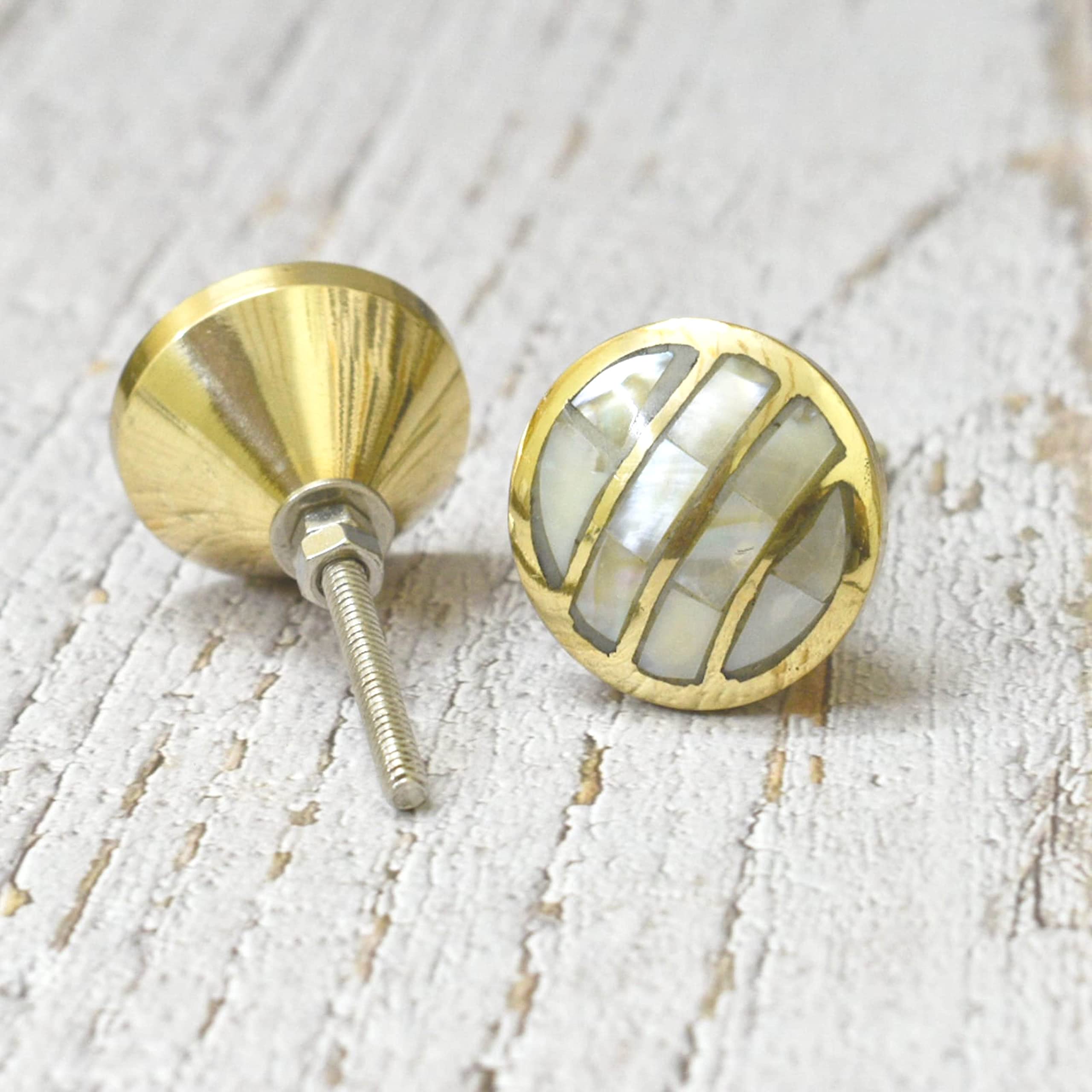 Pearl Dresser Knob - Gold Drawer Pull, Brass Cabinet Handle for Bedroom & Bathroom