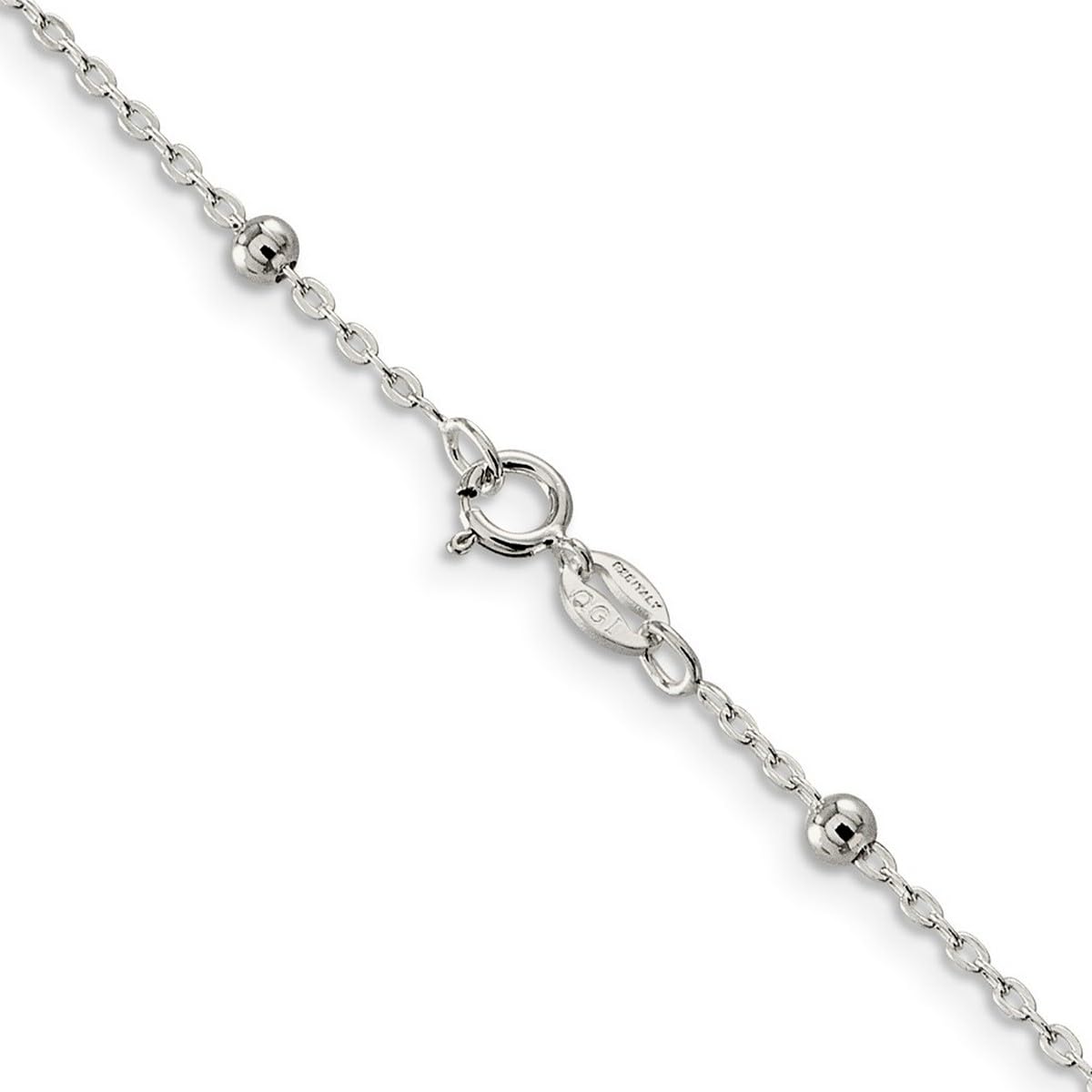 925 Sterling Silver 1mm Beaded Chain Necklace - 24 Inch Polished Spring Ring Closure | Dainty Jewelry for Women & Men | Perfect for Layering, Gift Giving & Everyday Wear
