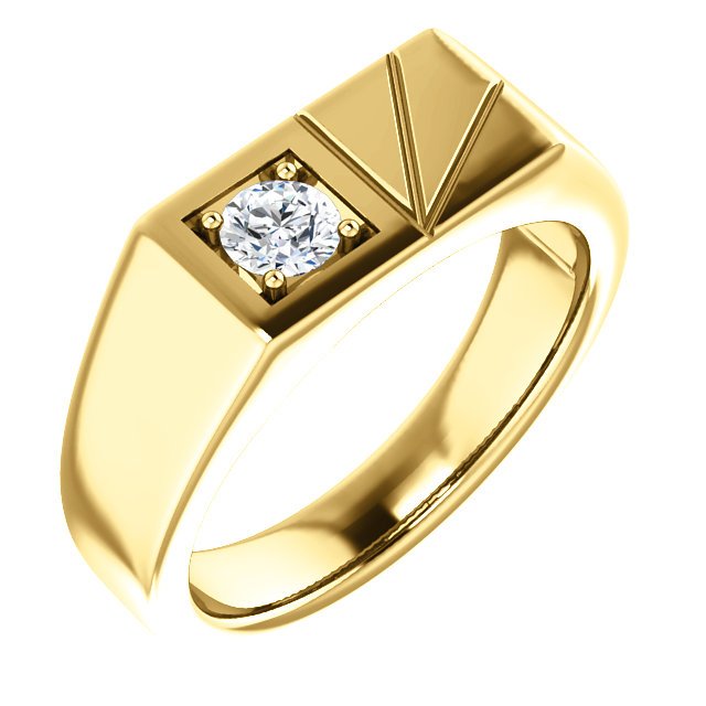 14KT Gold 1/3 CT Diamond Solitaire Ring for Men - Classic Prong Set Engagement Wedding Band - Perfect for Proposals, Anniversaries & Special Occasions