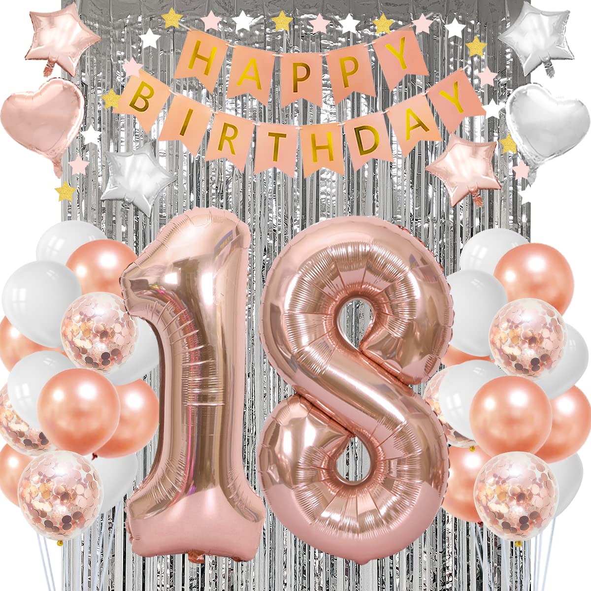 18th Birthday Decorations for Girls - Gold & Pink 18 Balloon Numbers, Backdrop & Party Supplies | Perfect for Sweet 16, Quinceañera & Milestone Celebrations