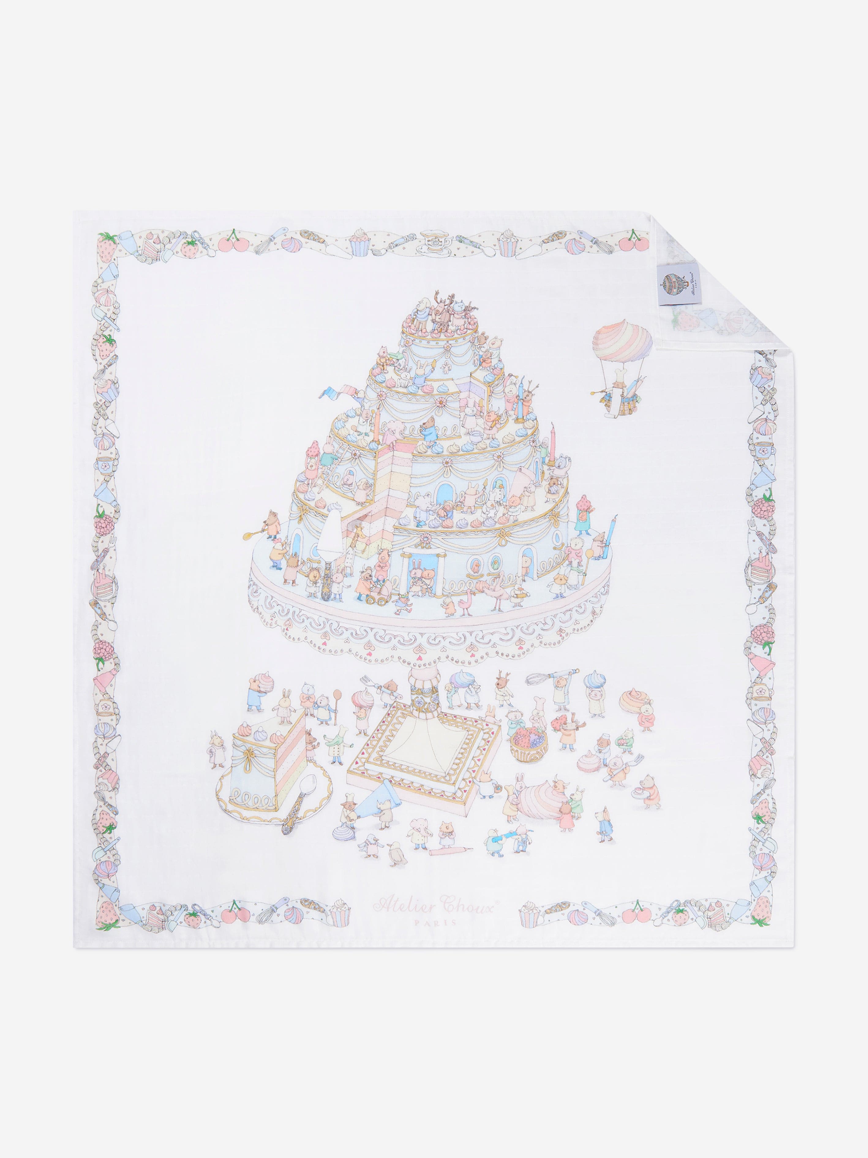 Atelier Choux Baby Le Gateau Carré & Satin Bib Set - Premium White Baby Bib & Burp Cloth for Newborns - Perfect for Feeding, Gifting & Nursery Essentials