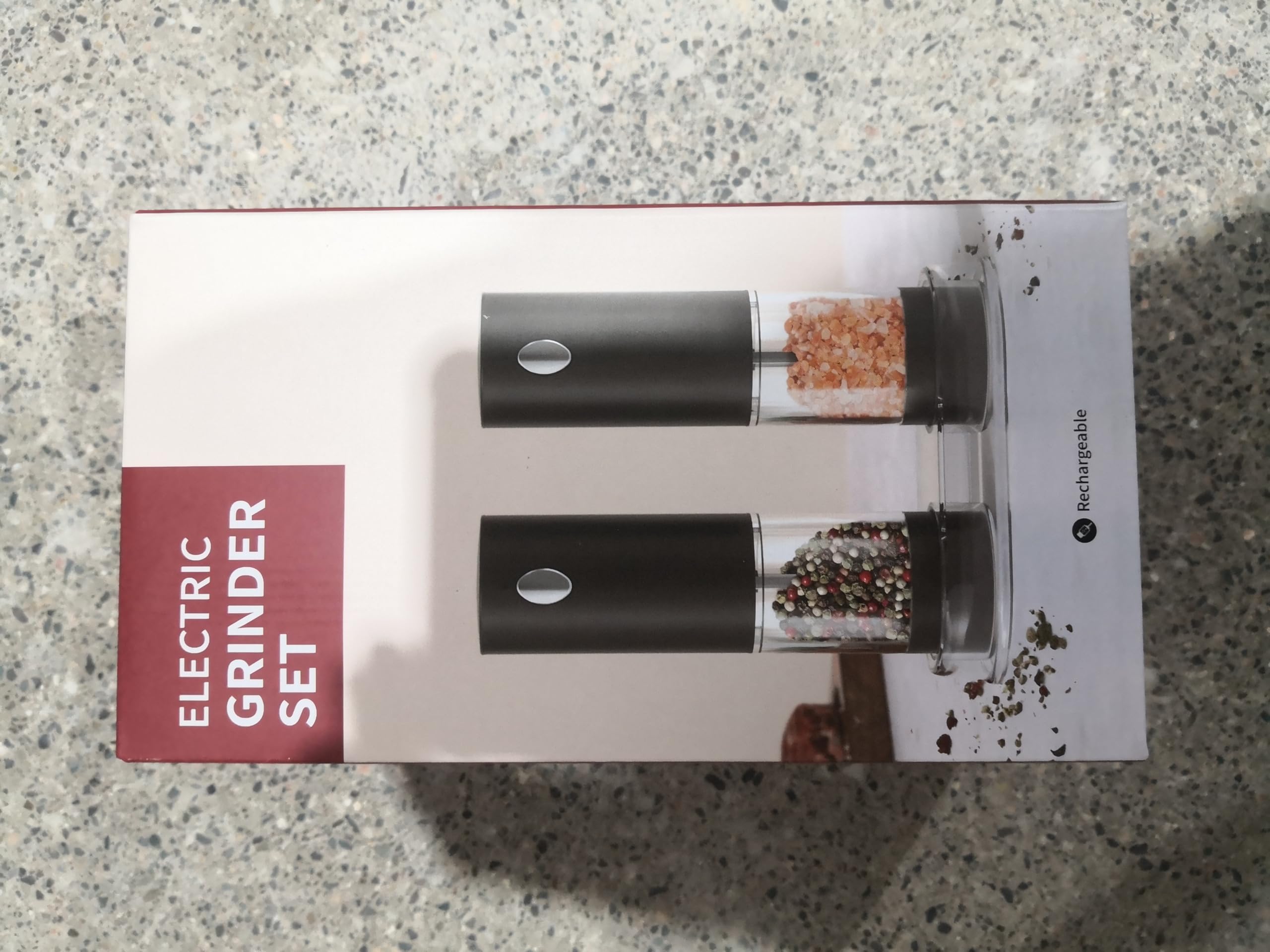 **Rechargeable Electric Salt and Pepper Grinder Set with Adjustable Coarseness & LED Light - 95ml Washable Container, Black - Perfect for Kitchen, Dining & Gourmet Cooking**