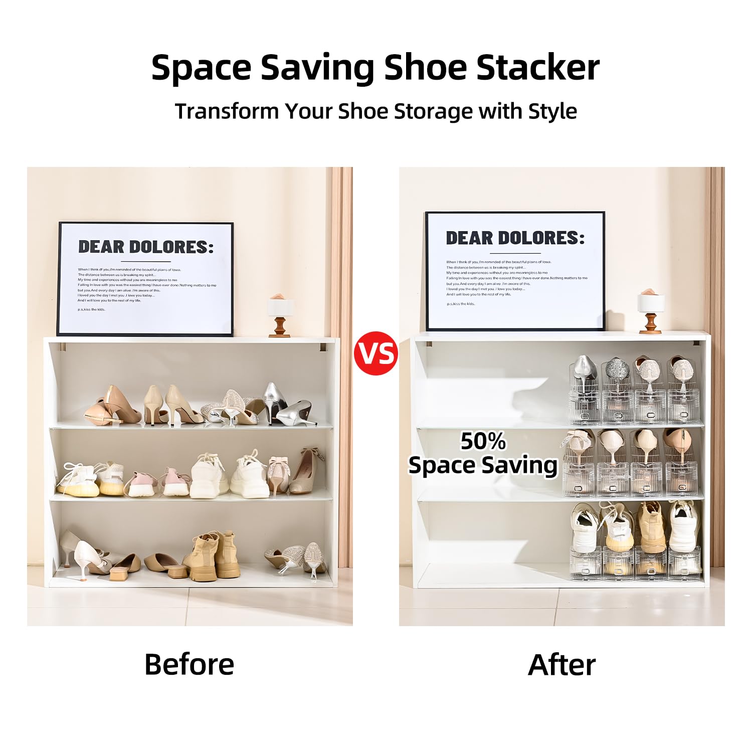 20-Pack Clear Adjustable 3-Tier Shoe Stacker Organizer - Space-Saving Shoe Rack for Closet, Entryway & Under Bed Storage - Perfect for Sneakers, Heels & Boots