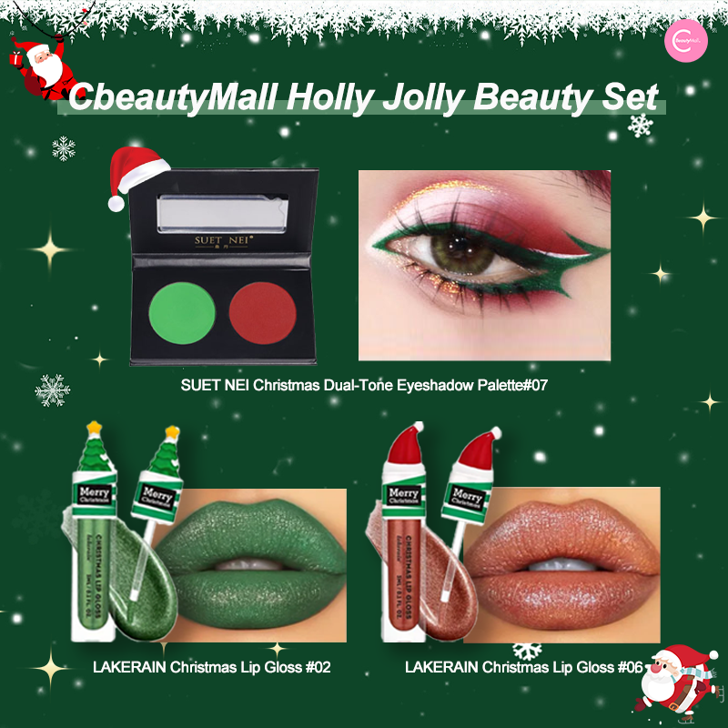 CbeautyMall Holly Jolly Beauty Set - Complete Skincare & Makeup Gift Kit for Christmas & Holidays | Perfect for Gifting, Self-Care & Party Makeup Looks