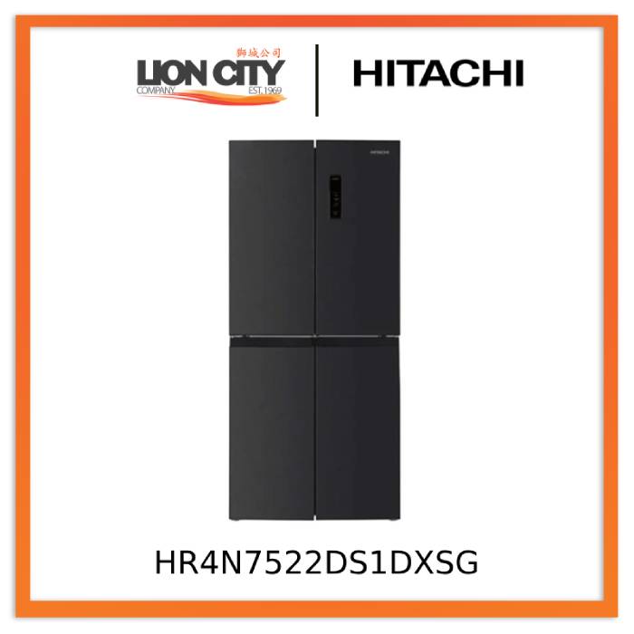Hitachi HR4N7522DS1DXSG 466L 4-Door Refrigerator - Energy Efficient, Spacious French Door Fridge for Modern Kitchen & Large Family Use