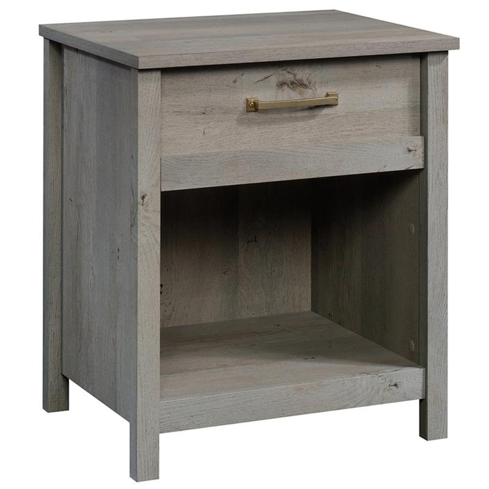 Pemberly Row 1-Drawer Nightstand in Mystic Oak Finish - Bedside Table for Bedroom, Living Room & Guest Room