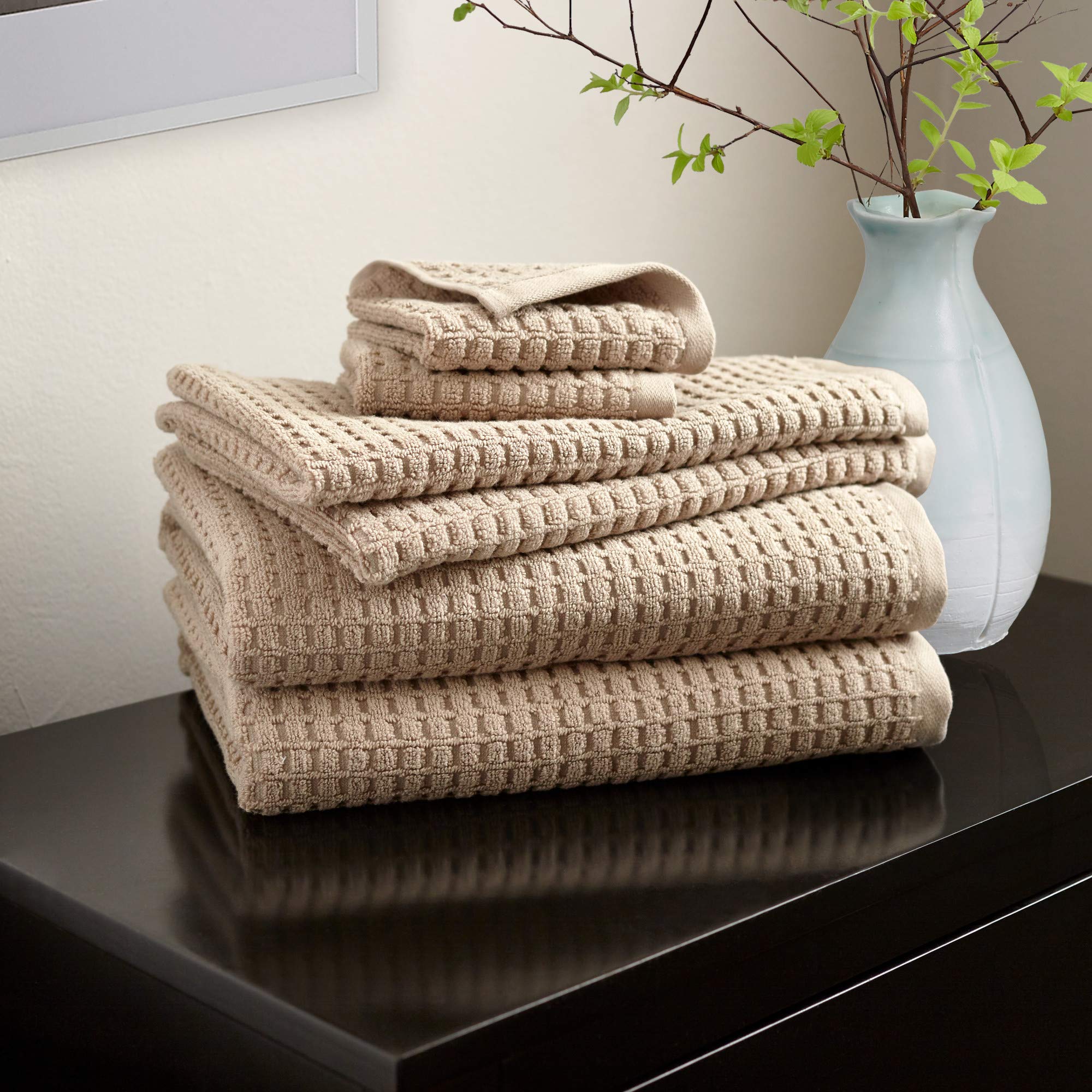 DKNY Quick Dry Cotton Towel Set - 2 Bath Towels, 2 Hand Towels, 2 Washcloths | Ultra Absorbent & Soft | Perfect for Bathroom, Spa, Gym & Travel