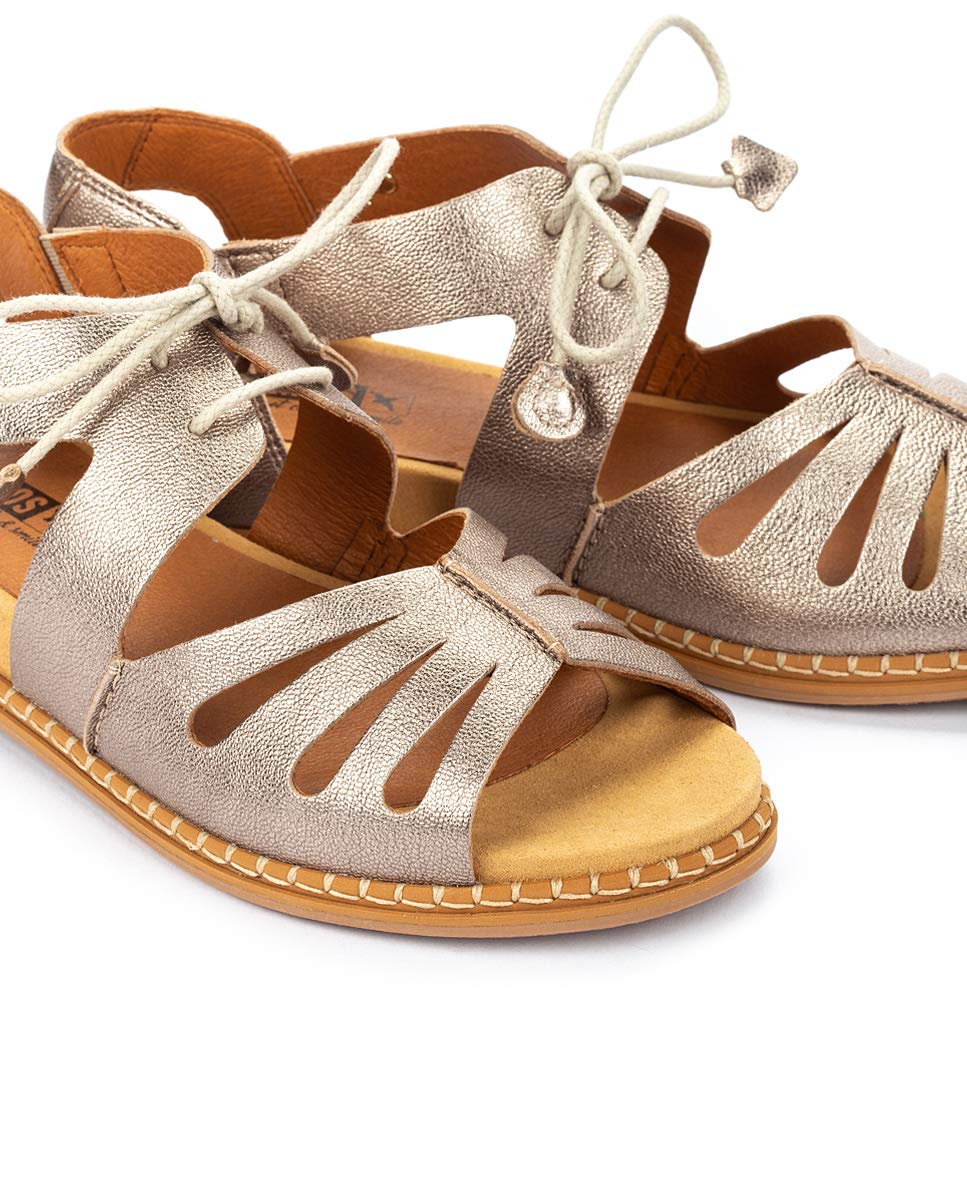 PIKOLINOS Women's Leather Flat Sandals - Marazul Stone Color | Comfortable & Stylish for Beach, Vacation & Casual Wear
