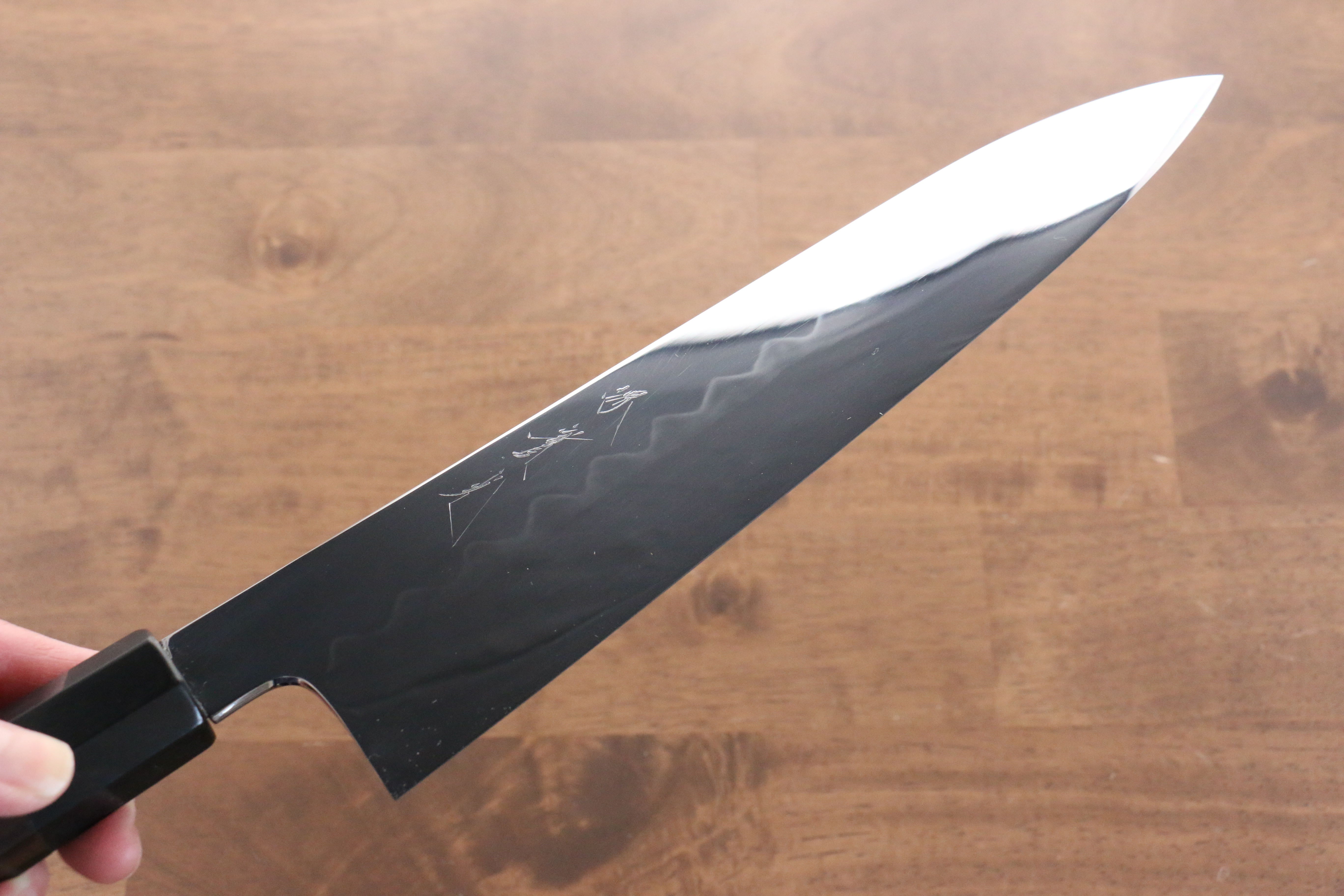 Premium Jikko Honyaki White Steel No.3 Gyuto Chef Knife 240mm - Japanese Mirrored Finish with Ebony Wood Handle - Perfect for Professional Chefs & Home Cooking Enthusiasts