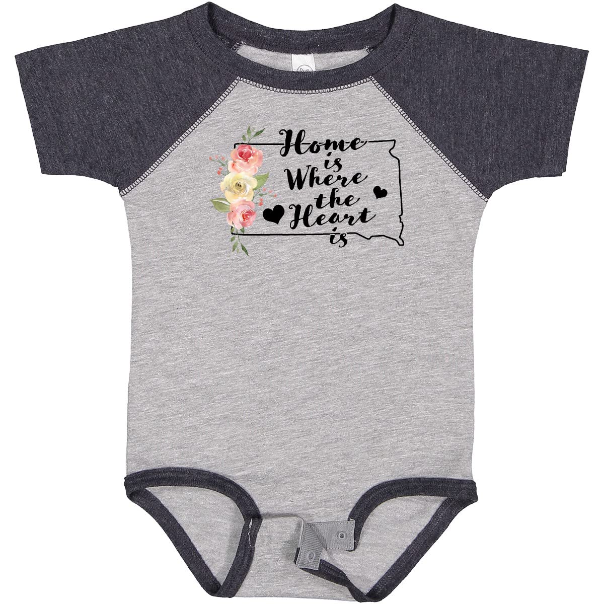 Inktastic South Dakota Home is Where The Heart is Watercolor Baby Bodysuit - Soft Cotton Infant Onesie for Newborns, Cute Gift for Baby Showers & Family Photos