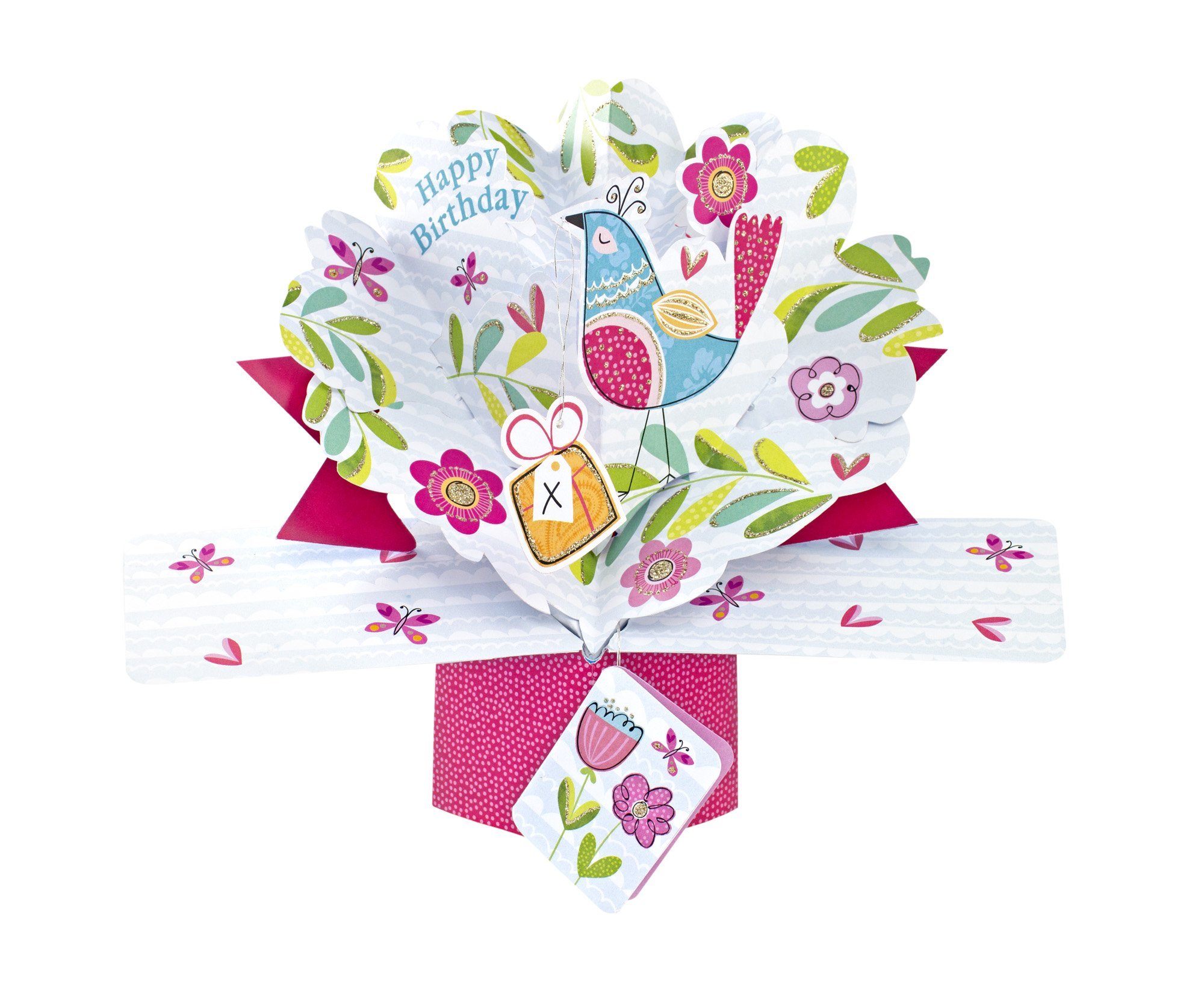 Second Nature Birthday Birds Pop Up Greeting Card - Elegant 3D Pop-Up Design for Birthdays & Special Occasions - Perfect Gift for Friends & Family