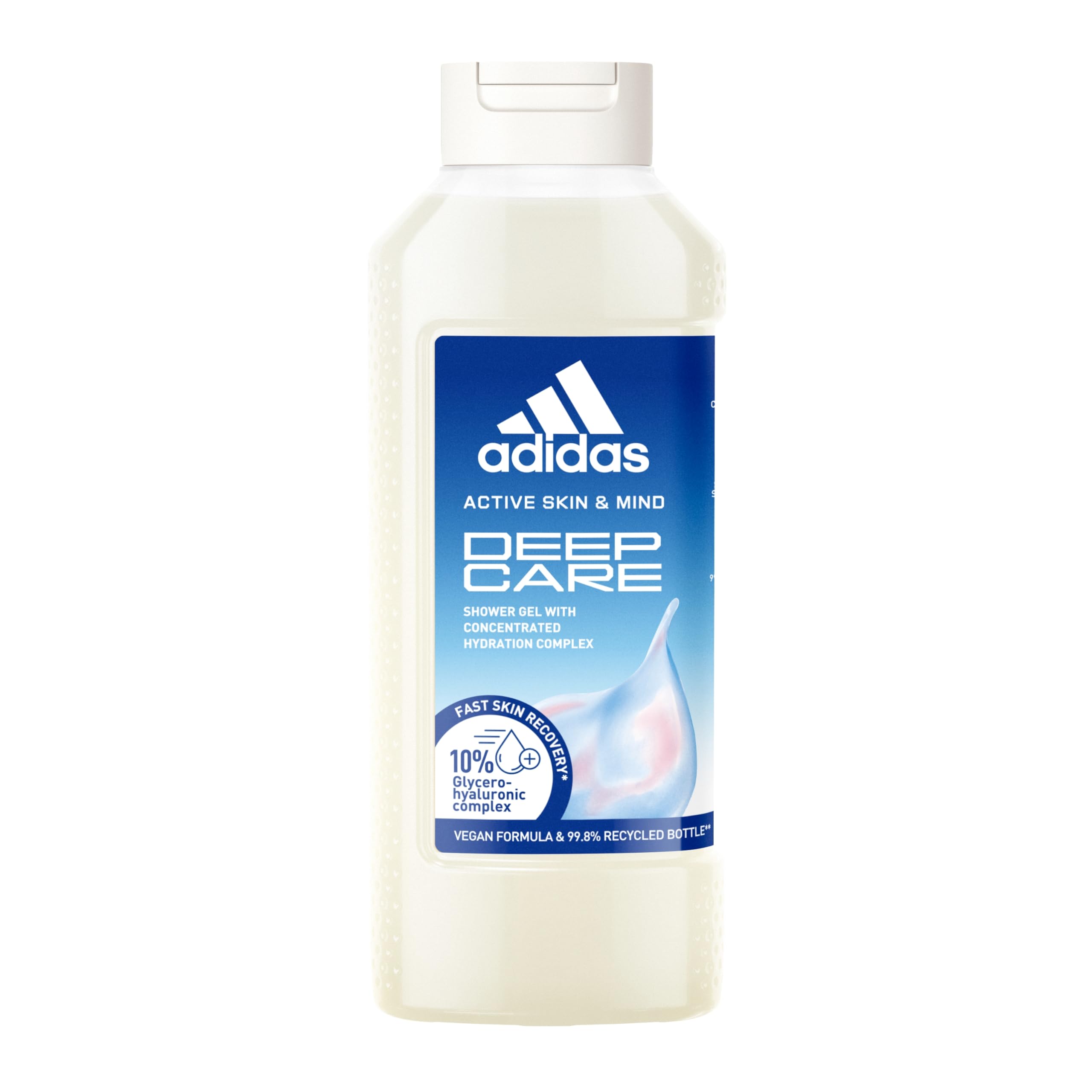 Adidas Active Skin & Mind Deep Care Shower Gel - Vegan, Clean Formula with Recycled Bottle (400ml) - Refreshing Post-Workout & Daily Shower Essential for Men & Women