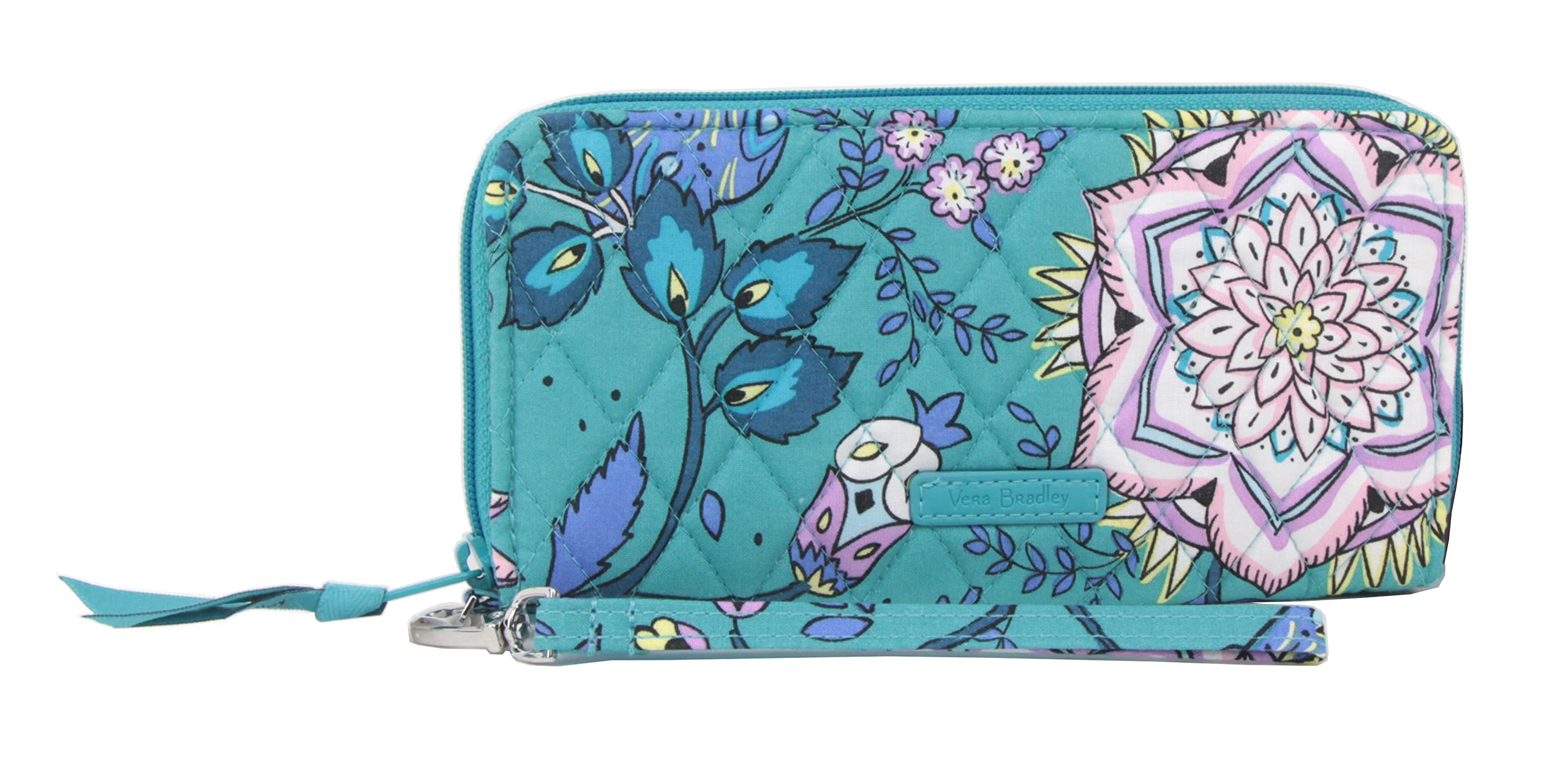 Vera Bradley Women's RFID Blocking Cotton Accordion Wristlet Wallet - Secure & Stylish for Travel, Shopping & Everyday Use